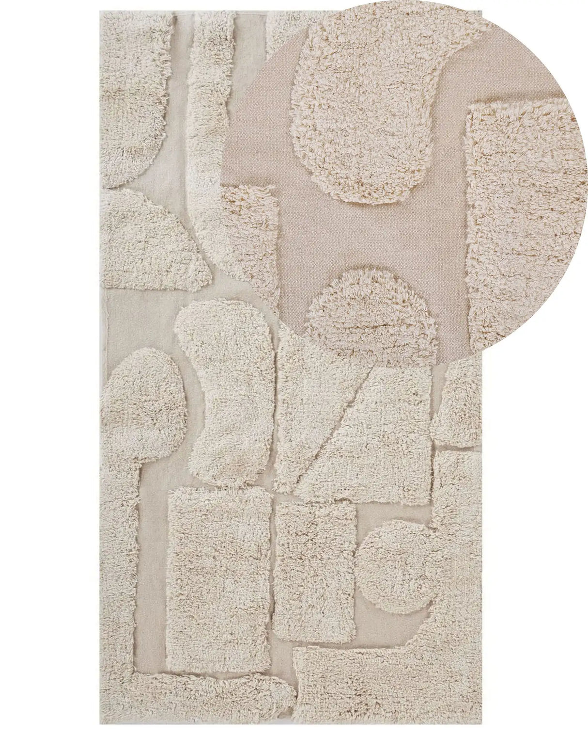 Area Rug Beige Cotton 80 x 150 cm Tufted Fluffy Abstract Pattern Living Room Bedroom Beliani