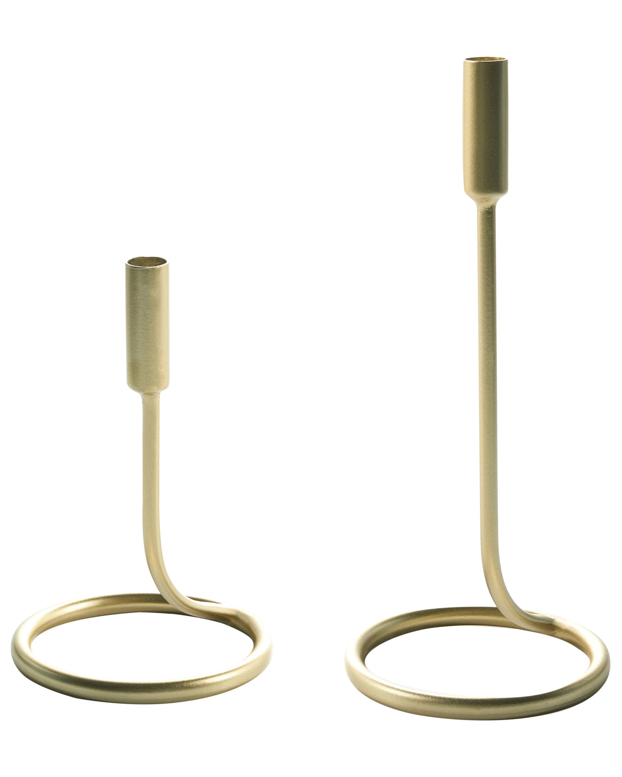 Set of 2 Candle Holders Gold Iron Round Shape Modern Minimalistic Candlesticks Decoration Beliani