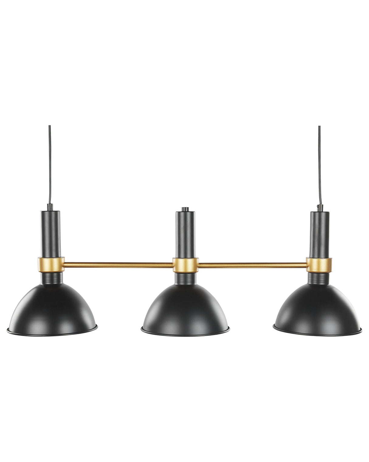 Hanging Lamp Black Gold Metal 107 cm 3-Light Track Round Shades Retro Traditional Design Dining Room Living Room Beliani