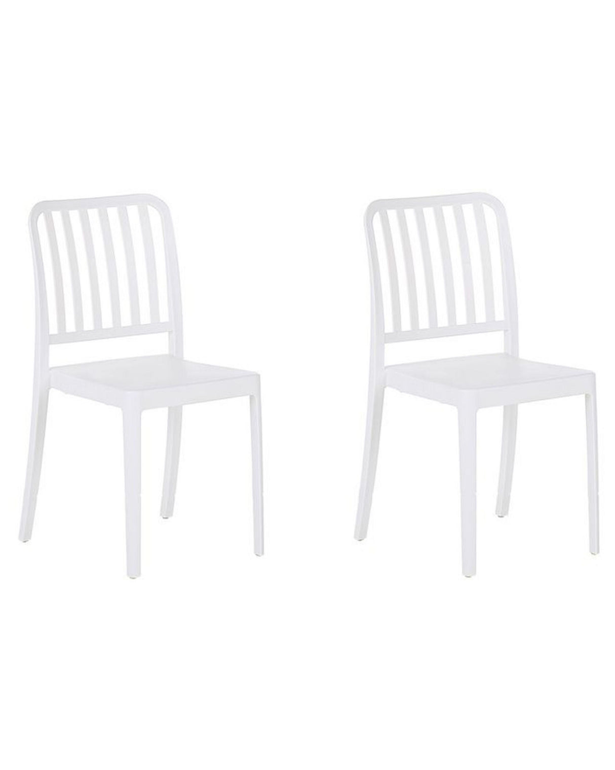 Set of 2 Garden Chairs White Plastic Stackable Lightweight Indoor Outdoor Weather Resistant Beliani