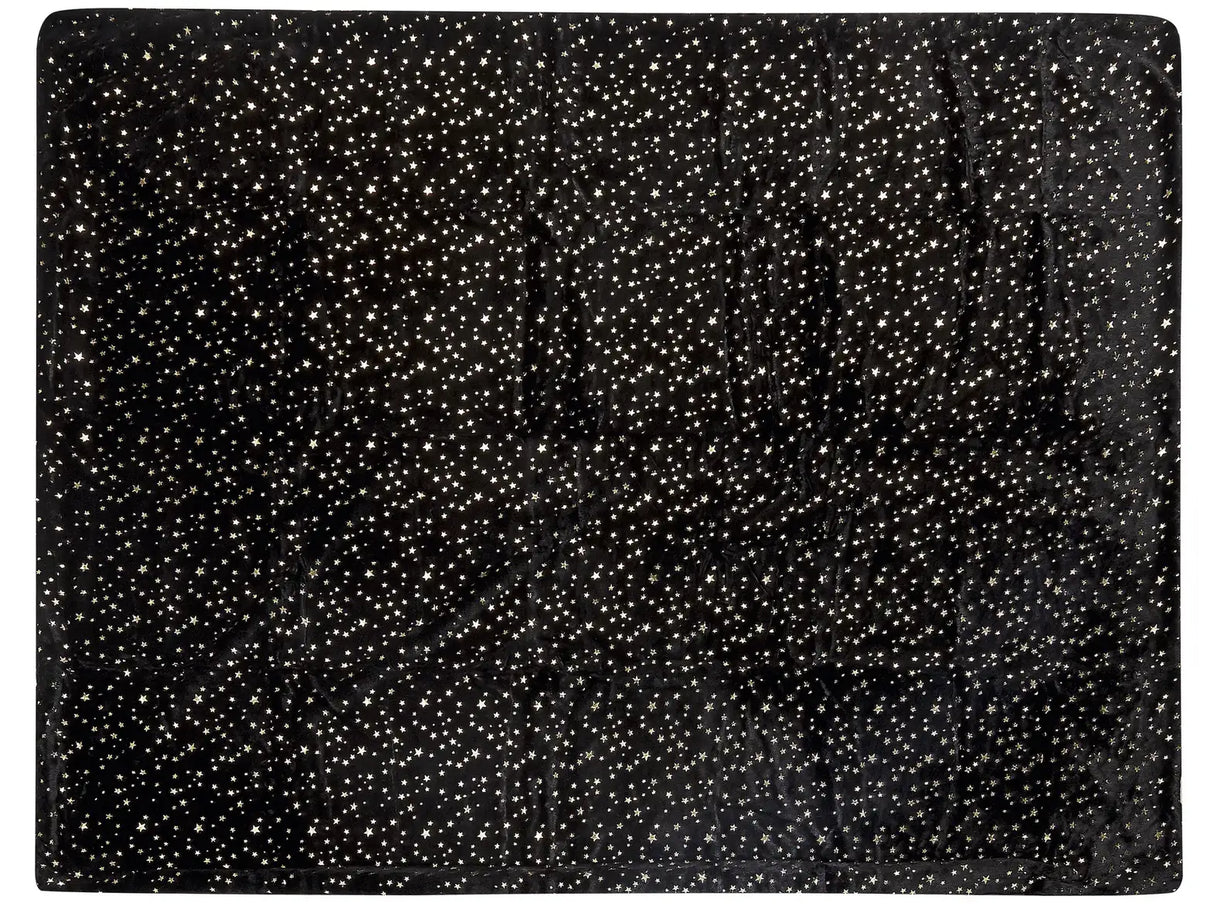 Blanket Black Polyester 150 x 200 cm Bedspread Throw Golden Star Pattern Living Room Bedroom Beliani