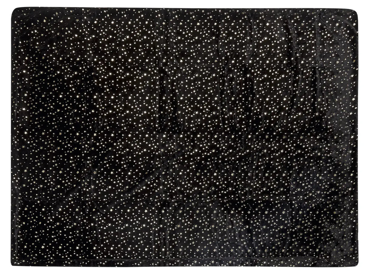 Blanket Black Polyester 130 x 180 cm Bedspread Throw Golden Star Pattern Living Room Bedroom Beliani