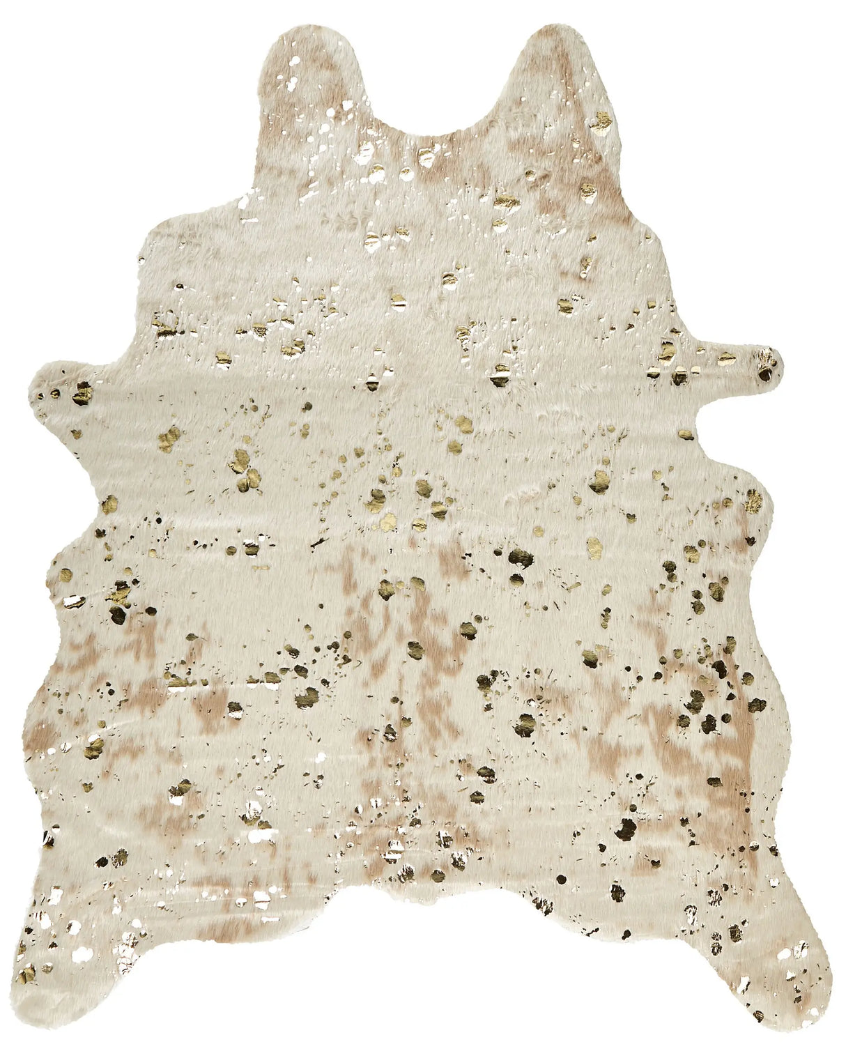 Area Rug Beige with Gold Faux Cowhide Leather 130 x 170 cm with Spots Irregular Modern Rustic Beliani