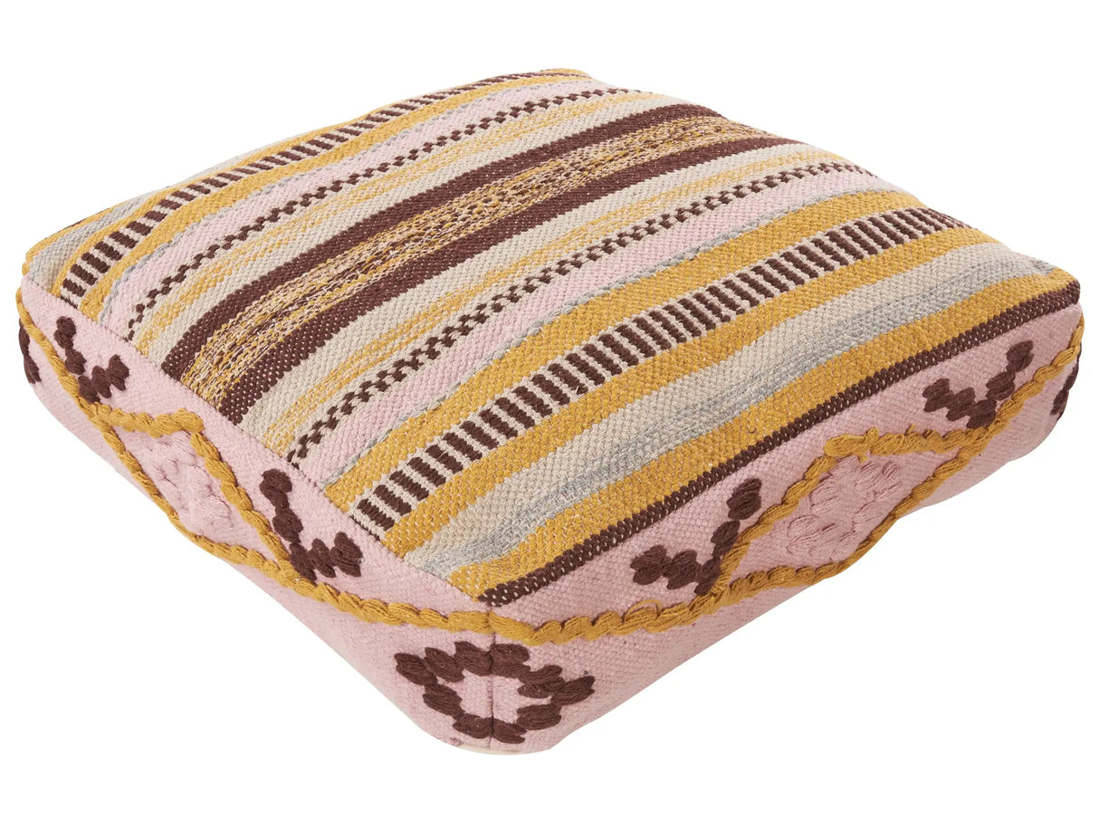 Floor Cushion Multicolour Cotton 60 x 60 x 12 cm Geometric Pattern Square Boho Modern Fabric Seating Pouffe Beliani
