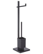 Toilet Paper and Brush Stand Black Steel Freestanding Glossy Chrome Finish Modern Bathroom Accessories  Beliani