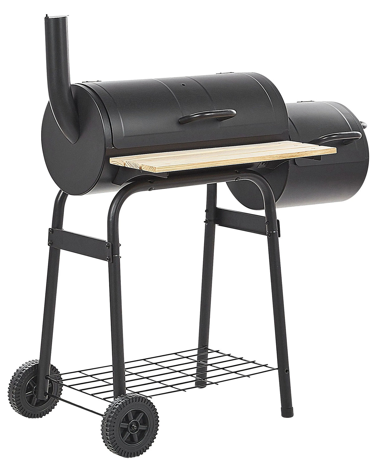 Charcoal BBQ Grill Black Steel with Lid Wheeled Cooking Grate Shelf Offset Smoker Modern Design Beliani