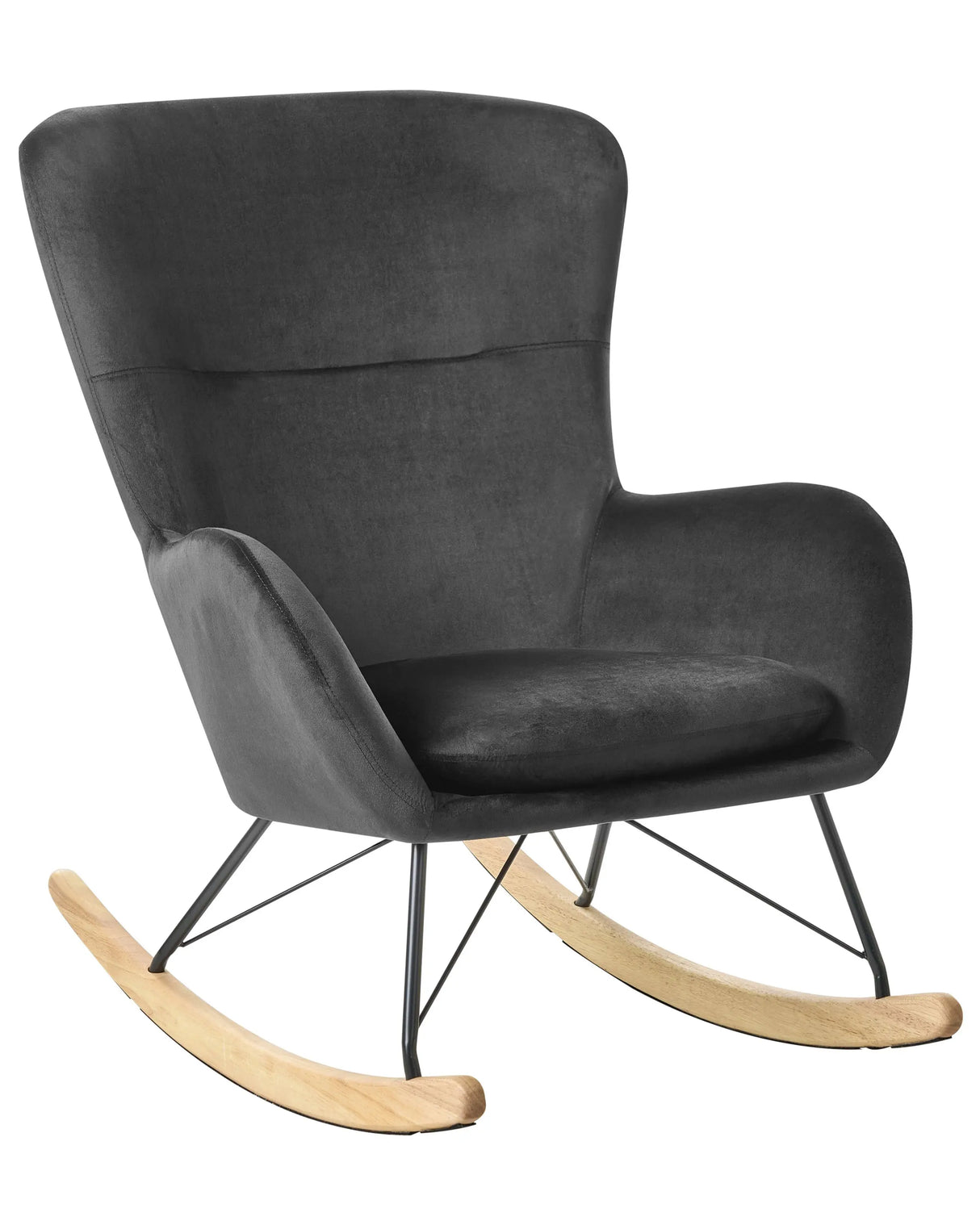 Rocking Chair Black Velvet Metal Legs Wooden Skates Modern Beliani