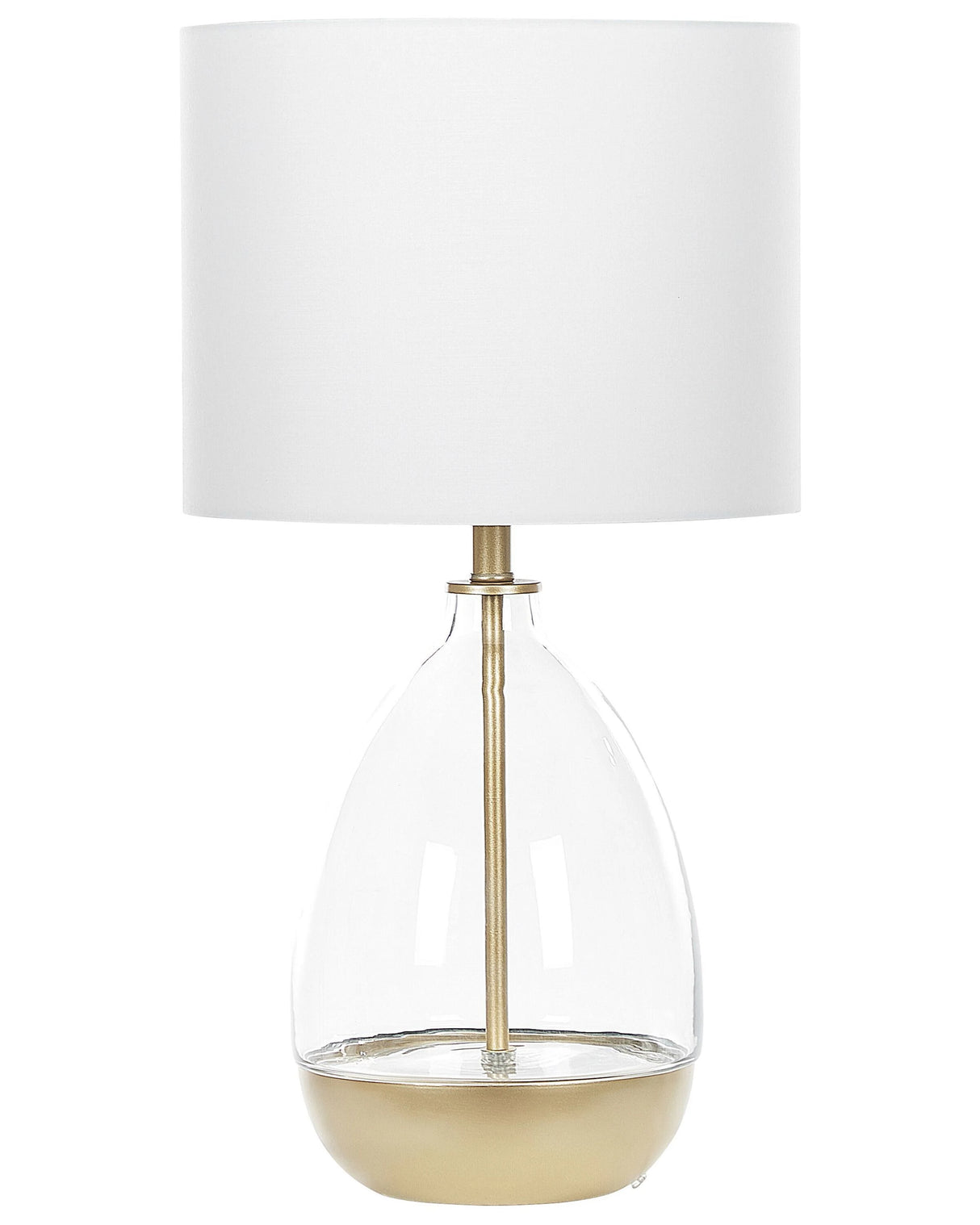 Table Lamp White Clear Glass Base White Empire Shade Bedside Light Accent Piece Decoration Beliani
