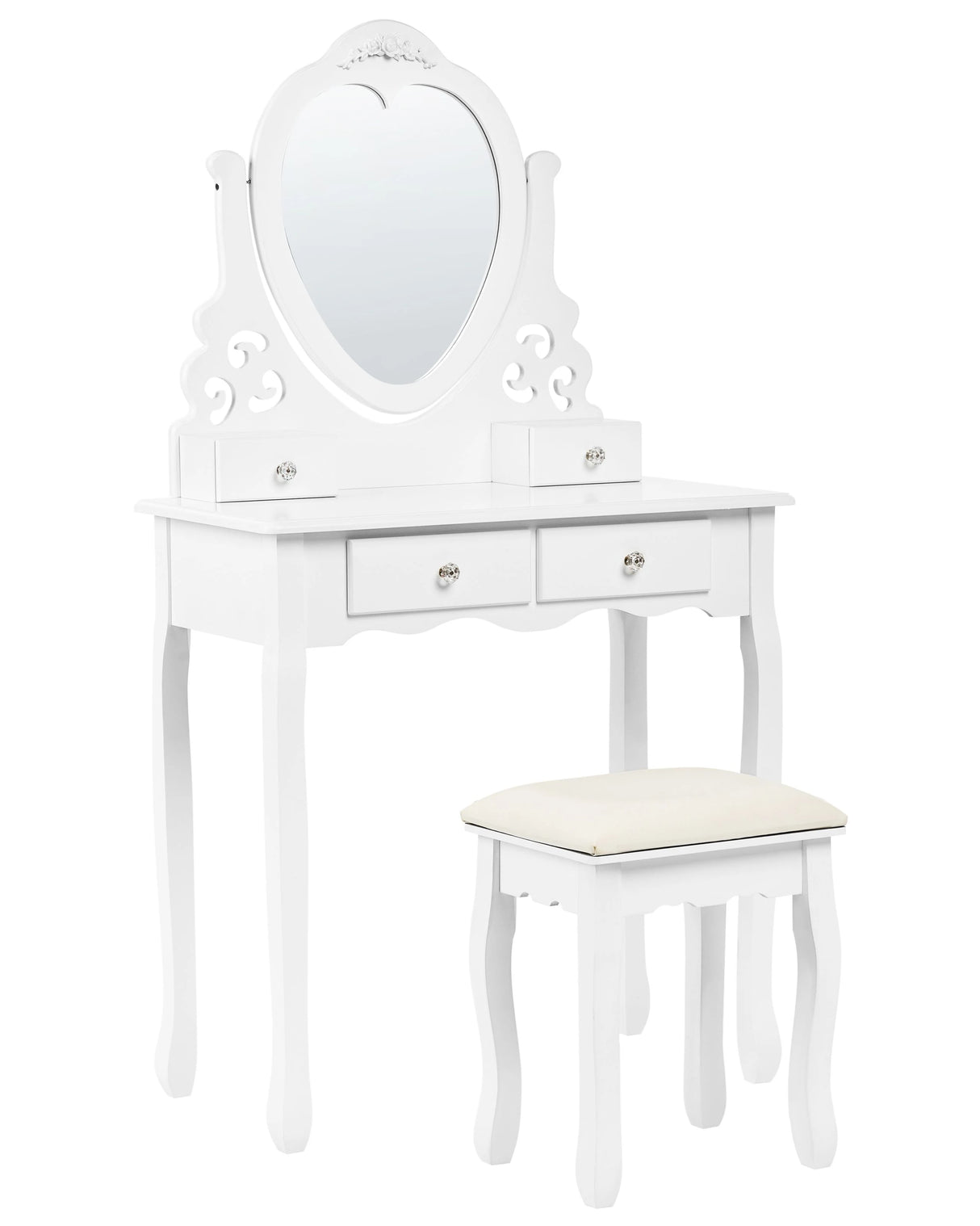 Dressing Table White MDF Solid Wood 138 x 74 cm 4 Drawers Living Room Furniture Glam Design Bedroom Beliani