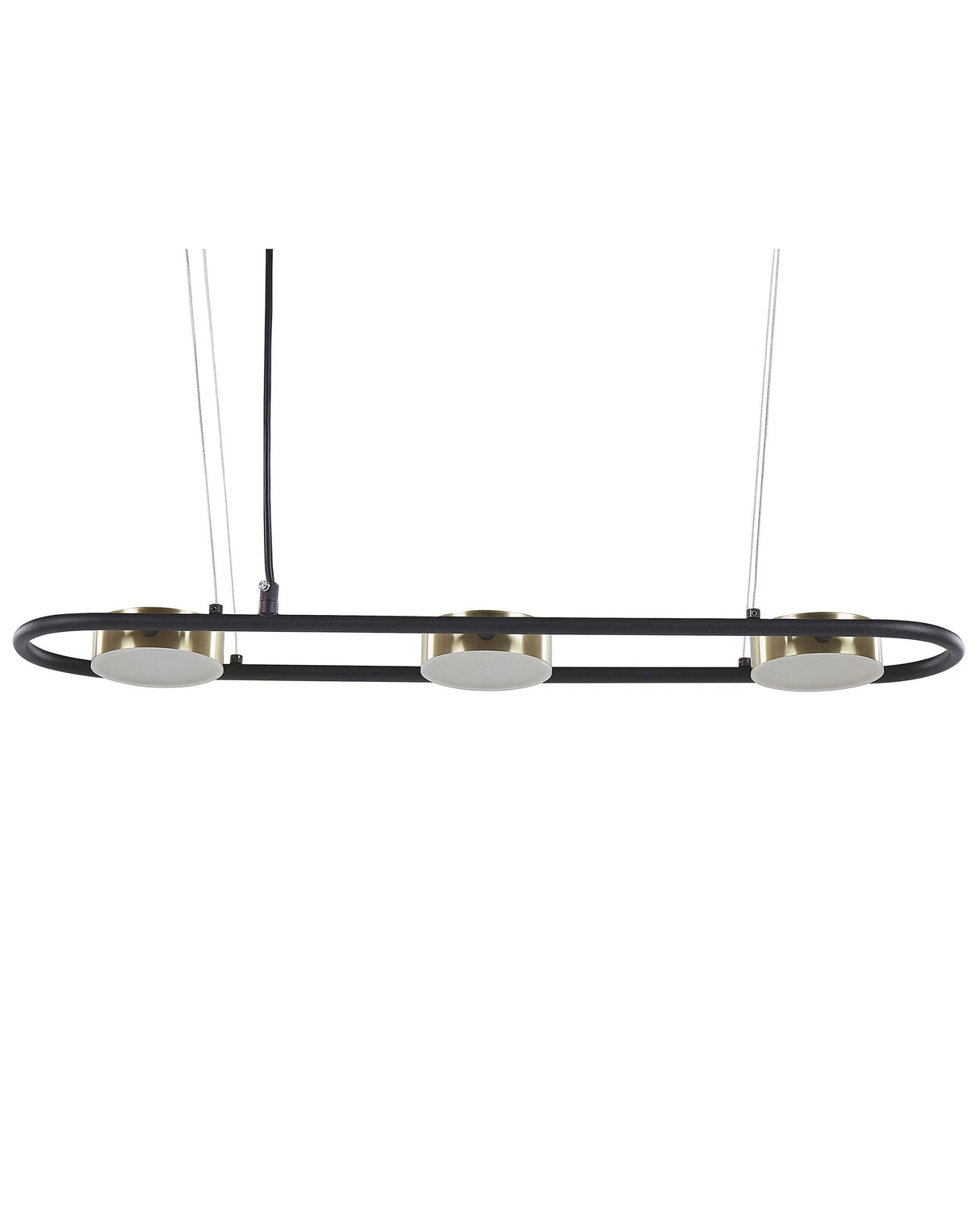 Pendant Lamp Black Brass Steel Integrated LED Lights 3 Lights Geometric Shape Hanging Track Lighting Modern Industrial Kitchen Living Room Beliani