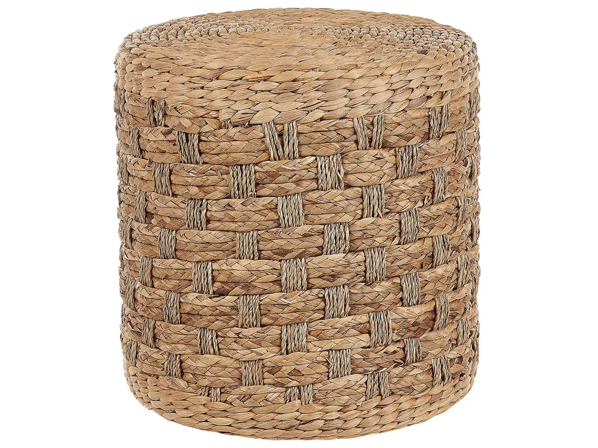Pouf Natural Seagrass Water Hyacinth 40 cm Styrofoam Filling Ottoman Boho Style Beliani