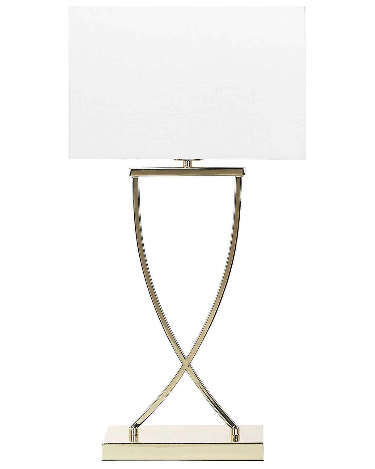 Table Lamp Gold Metal White Polycotton Shade Rectangular 62H cm Modern Living Room Beliani