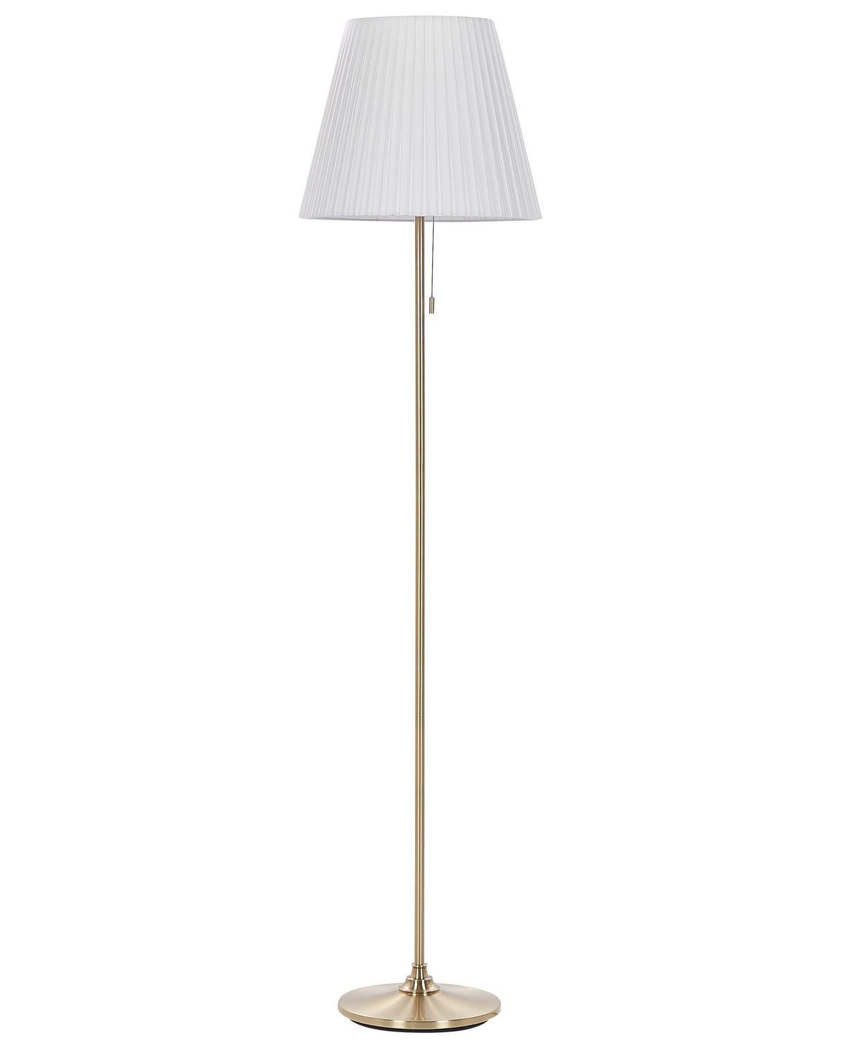 Floor Lamp Brass White Polyester Iron 148 cm Empire Shade Light Bedroom Living Room Retro Classic Beliani