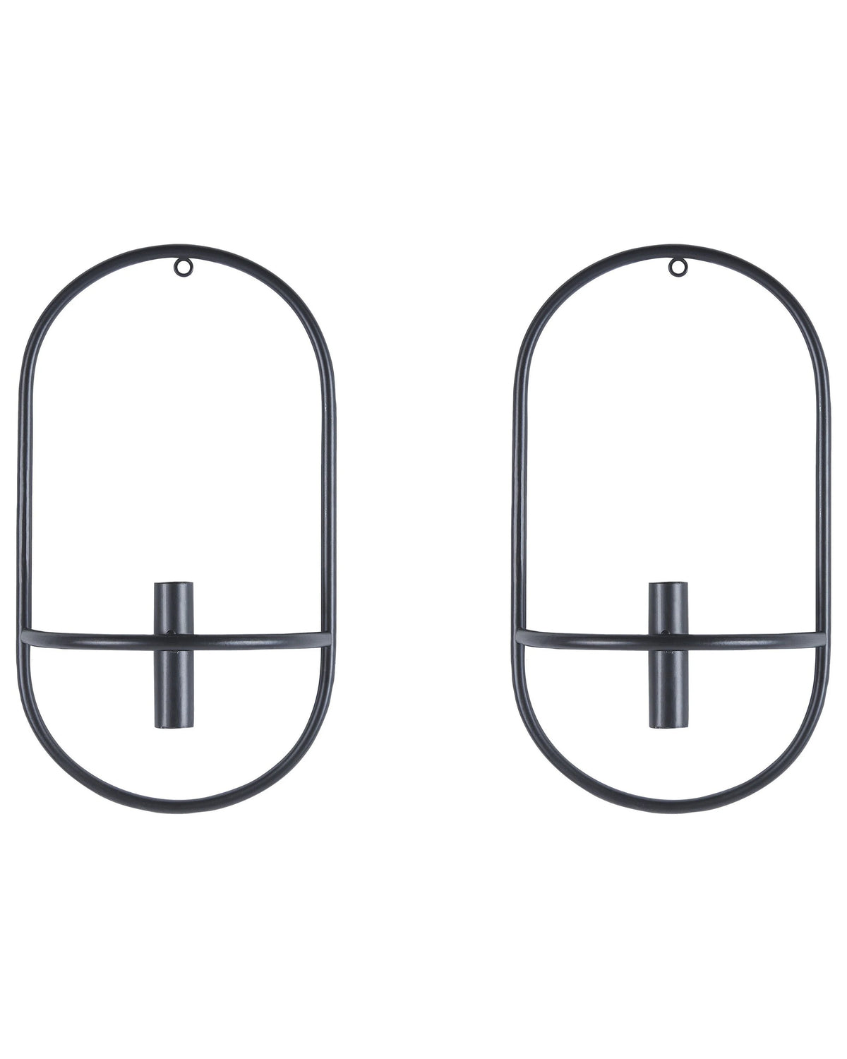 Set of 2 Wall Candle Holders Black Iron Modern Minimalistic Design Decoration Beliani