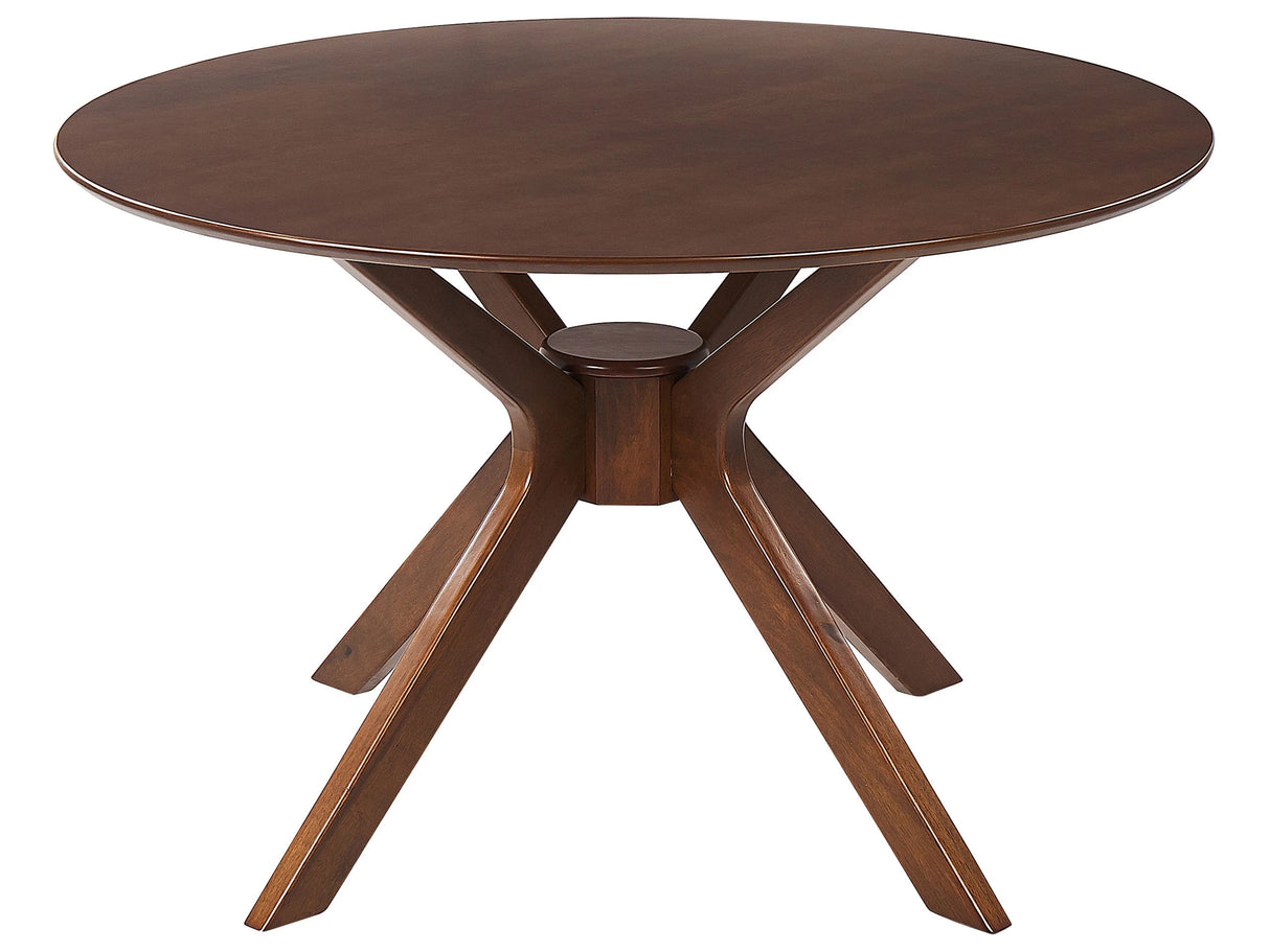 Dining Table Dark Mahogany MDF Rubberwood 120 cm Round Retro-Inspired Design Living Room Dining Room Beliani