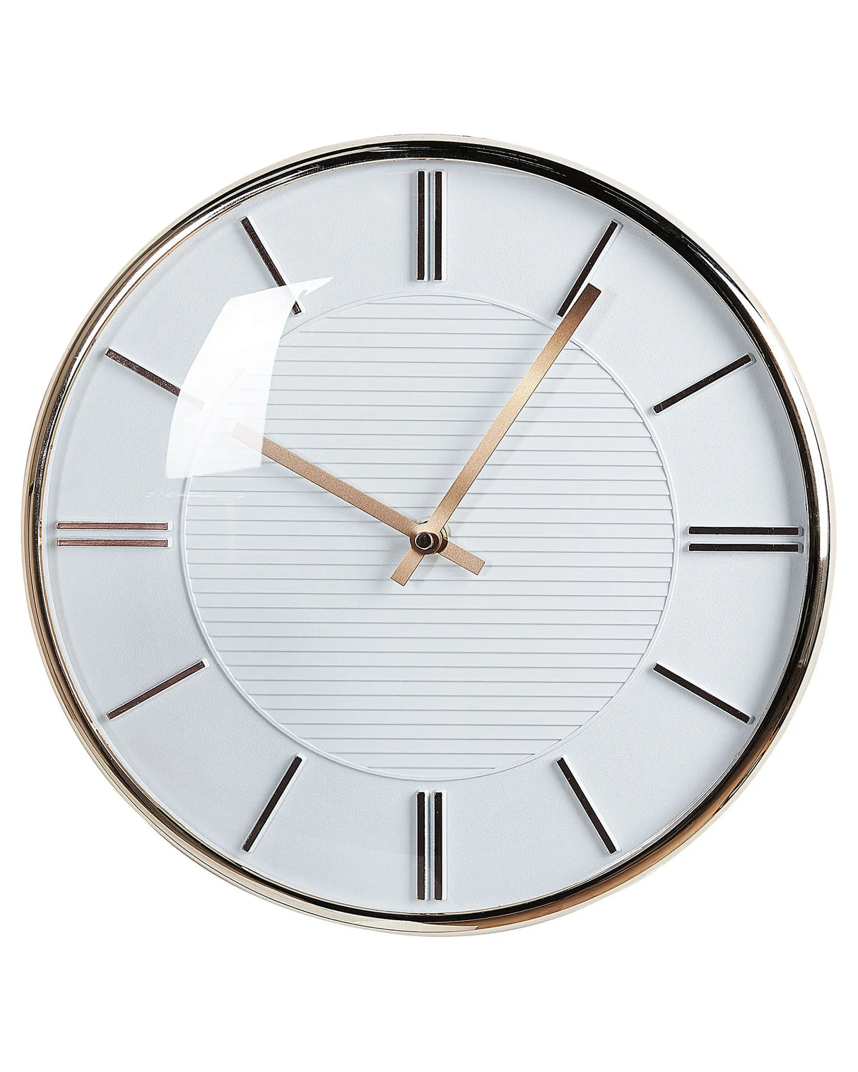 Wall Clock White Metal Synthetic Material 34 cm Glam Design without Numbers Living Room Decor Beliani