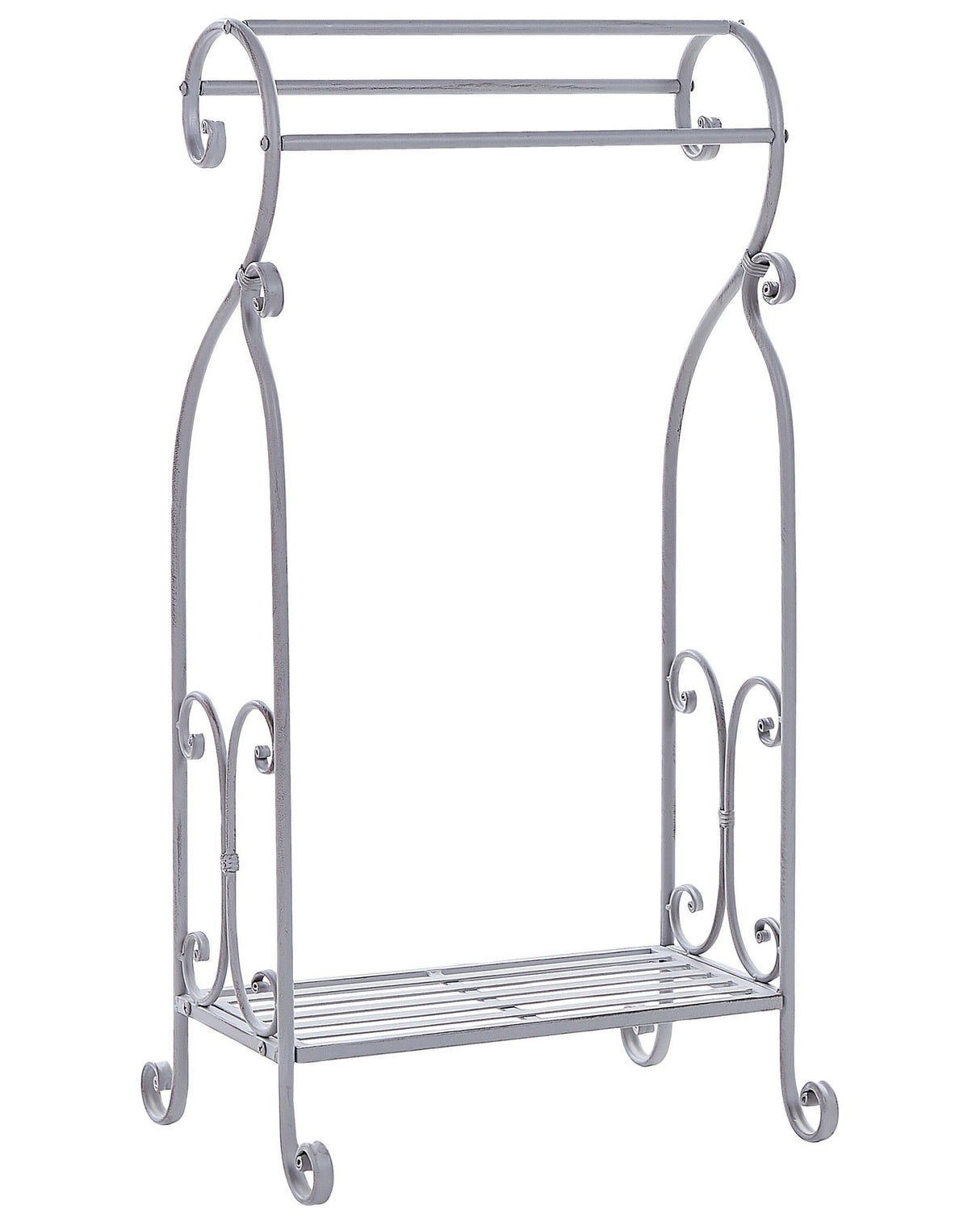 Towel Stand Grey Iron Bathroom Rack Vintage Stressed Freestanding Old Looking Retro Classic Beliani