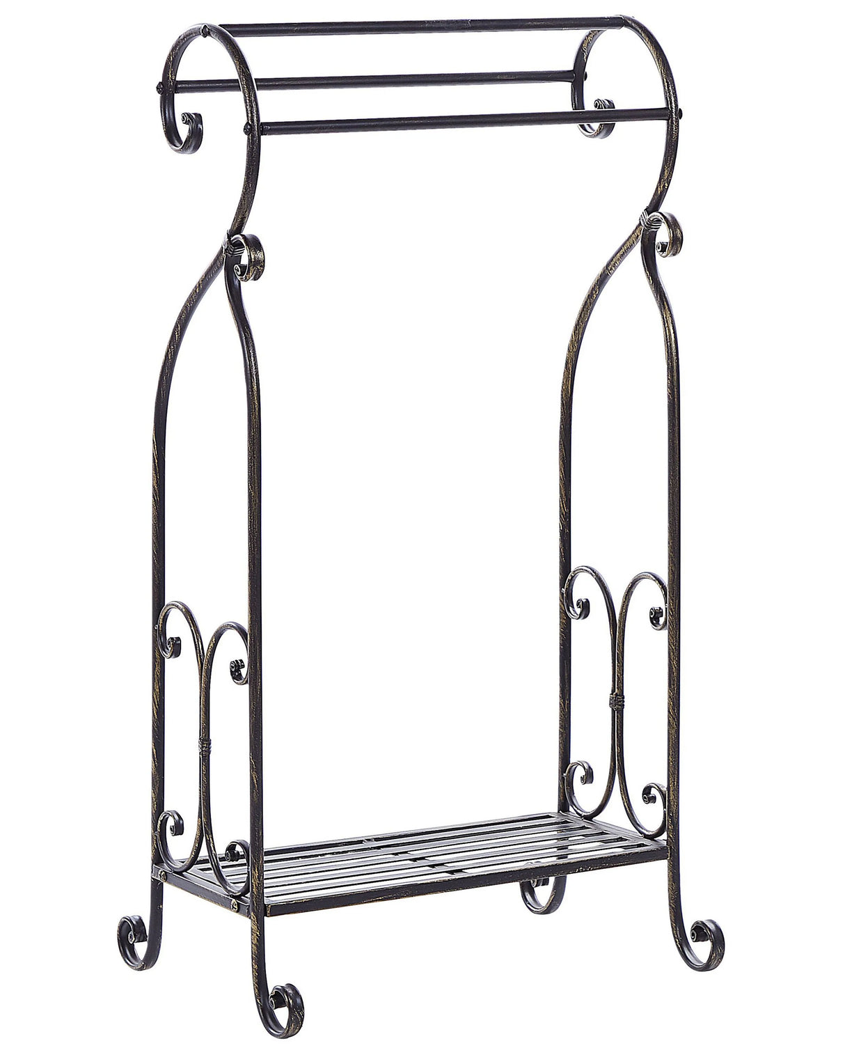 Towel Stand Black Iron Bathroom Rack Vintage Stressed Freestanding Old Looking Retro Classic Beliani