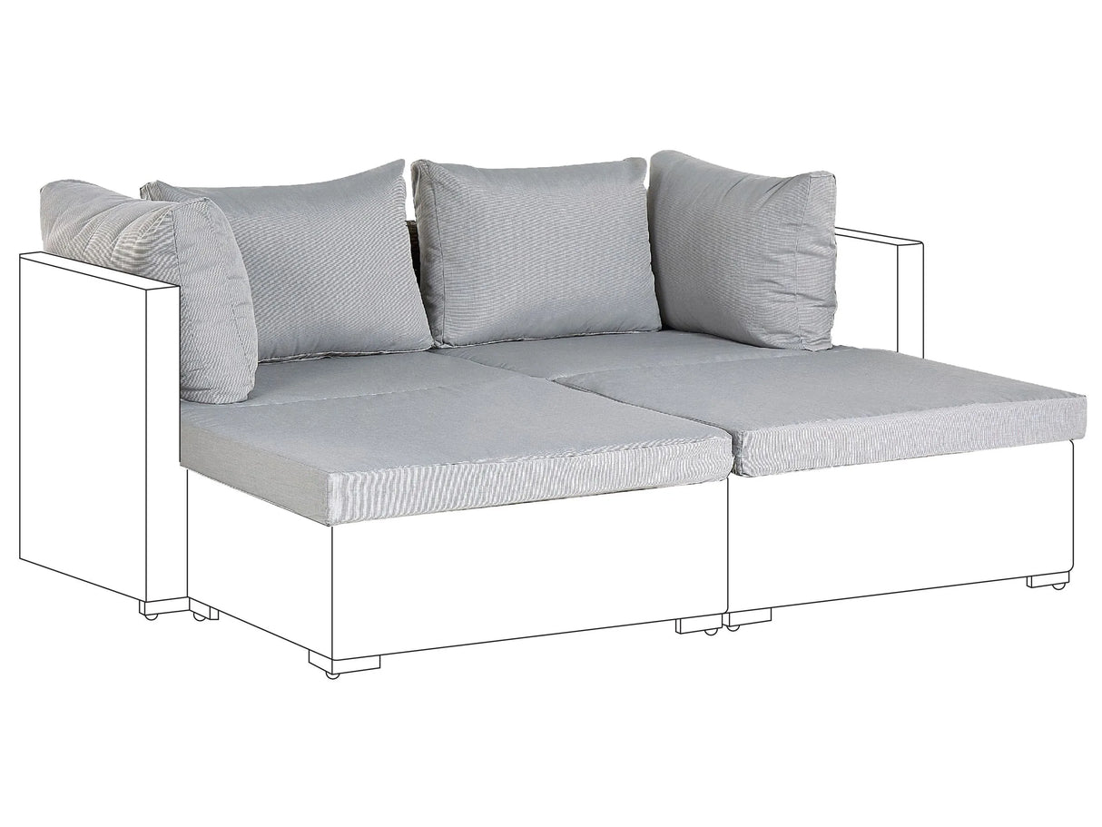 Outdoor Cushion Cover Set Grey Fabric Sofa Seat Back Side Pillow Cases with Zip Fastener UV Resistance Beliani