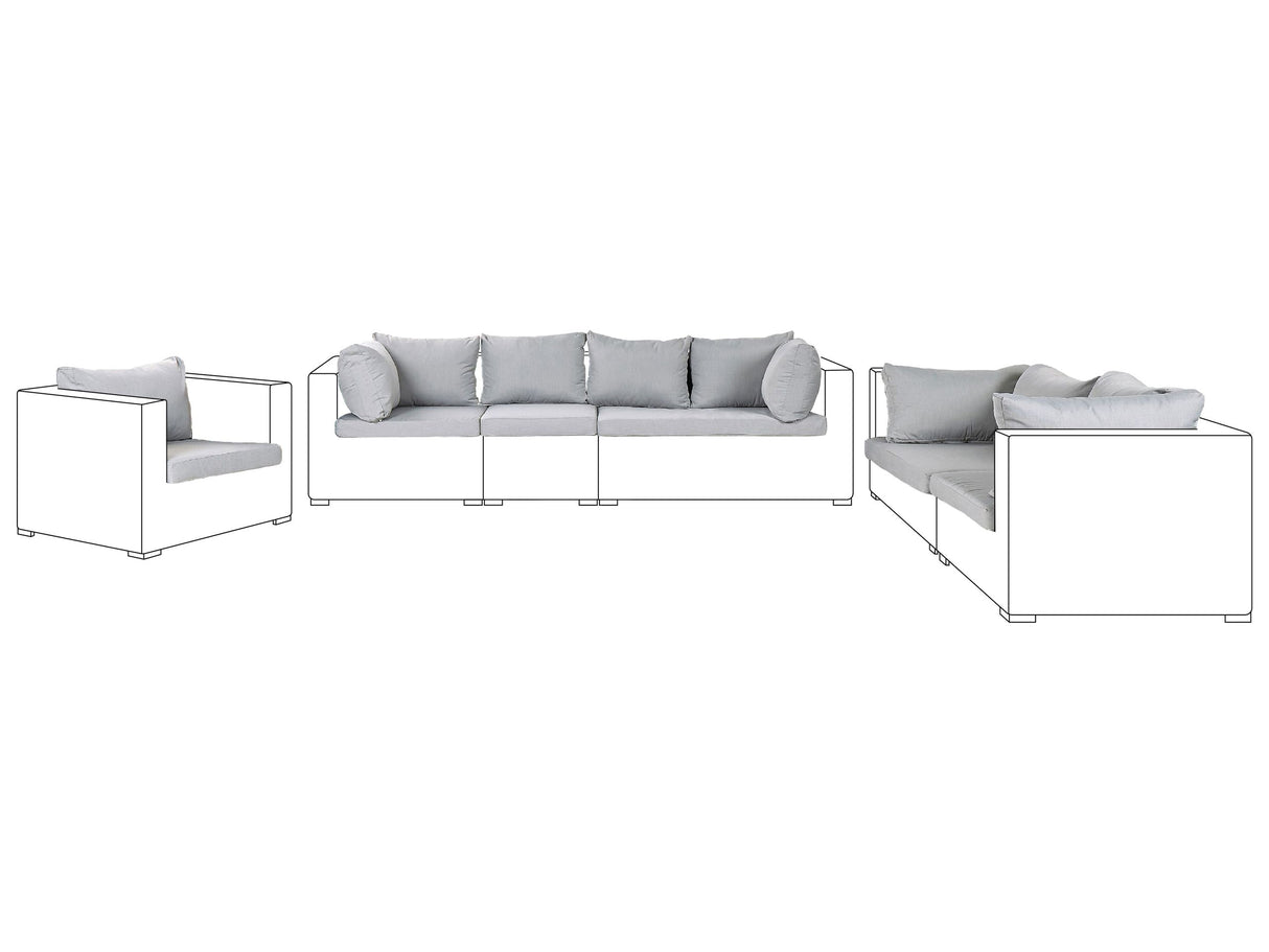 Outdoor Cushion Cover Set Grey Fabric Sofa Seat Back Side Pillow Cases Beliani