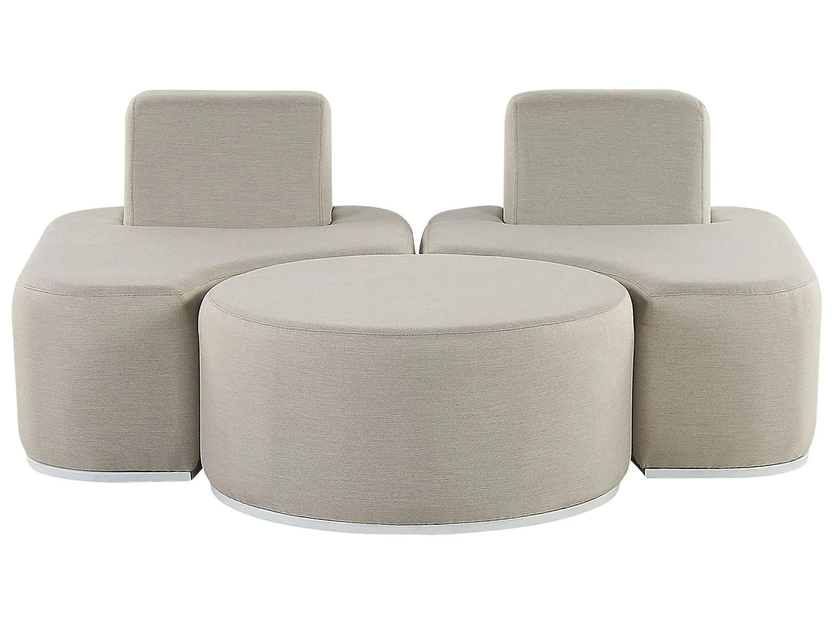 2 Seater Garden Sofa Set Light Grey Upholstered with Ottoman UV Resistant Quick Dry Foam Modern Outdoor Set Beliani