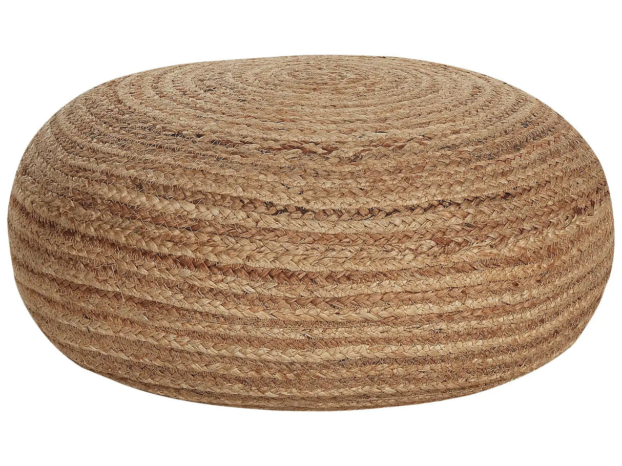 Pouffe Beige Natural Colour Jute Woven 50 cm EPS Filling Round Boho Style Ottoman Beliani