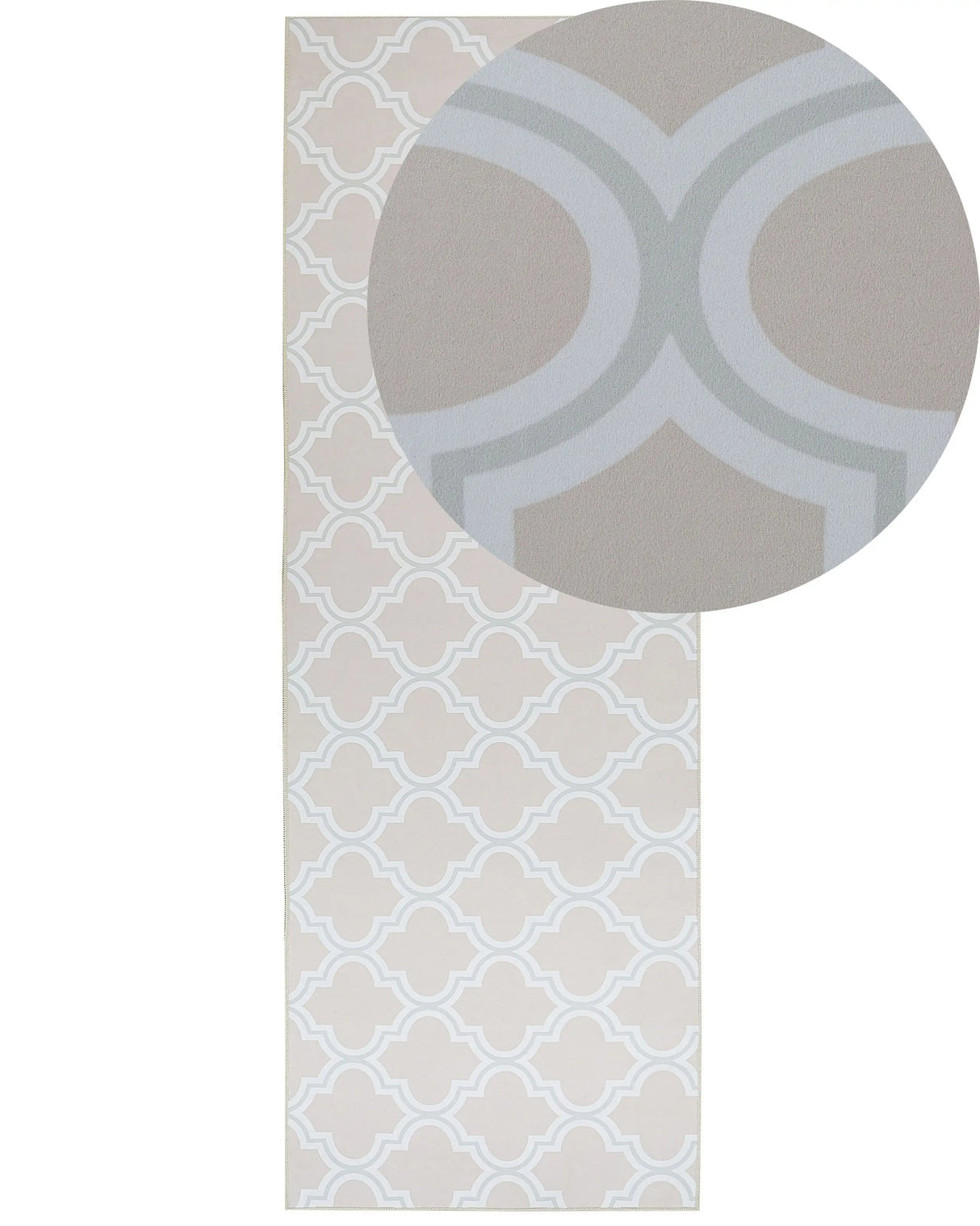 Runner Rug Runner Beige Polyester 70 x 200 cm Oriental Quatrefoil Pattern Living Room Bedroom Decorations Beliani