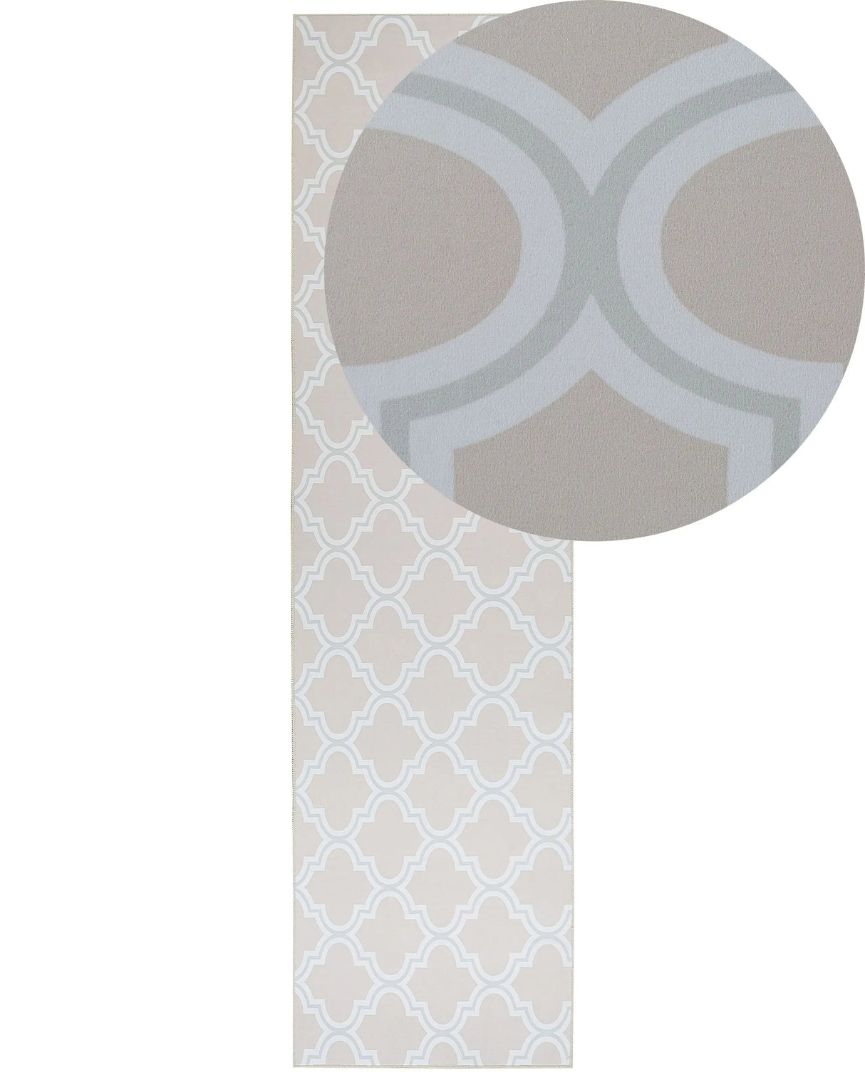 Runner Rug Runner Beige Polyester 80 x 300 cm Oriental Quatrefoil Pattern Living Room Bedroom Decorations Beliani