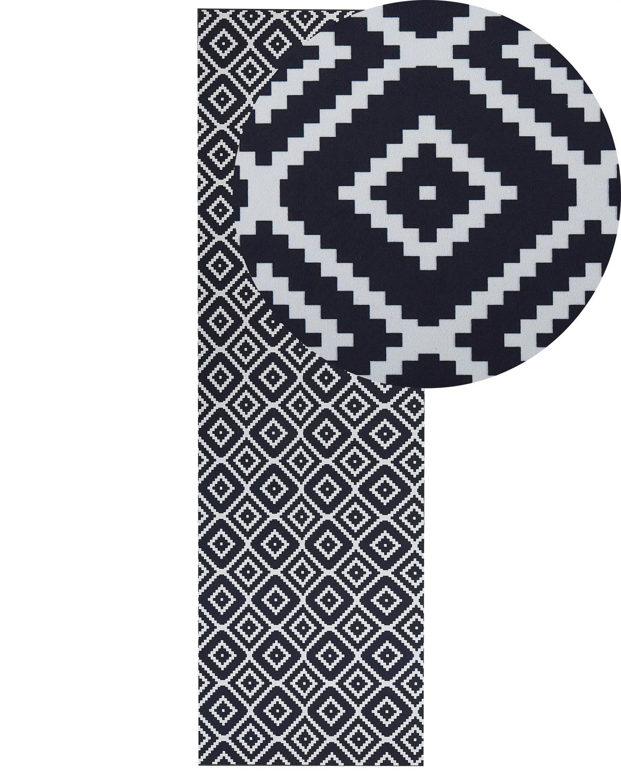 Runner Rug Runner Black and White Polyester 60 x 200 cm Modern Living Room Bedroom Decorations Beliani