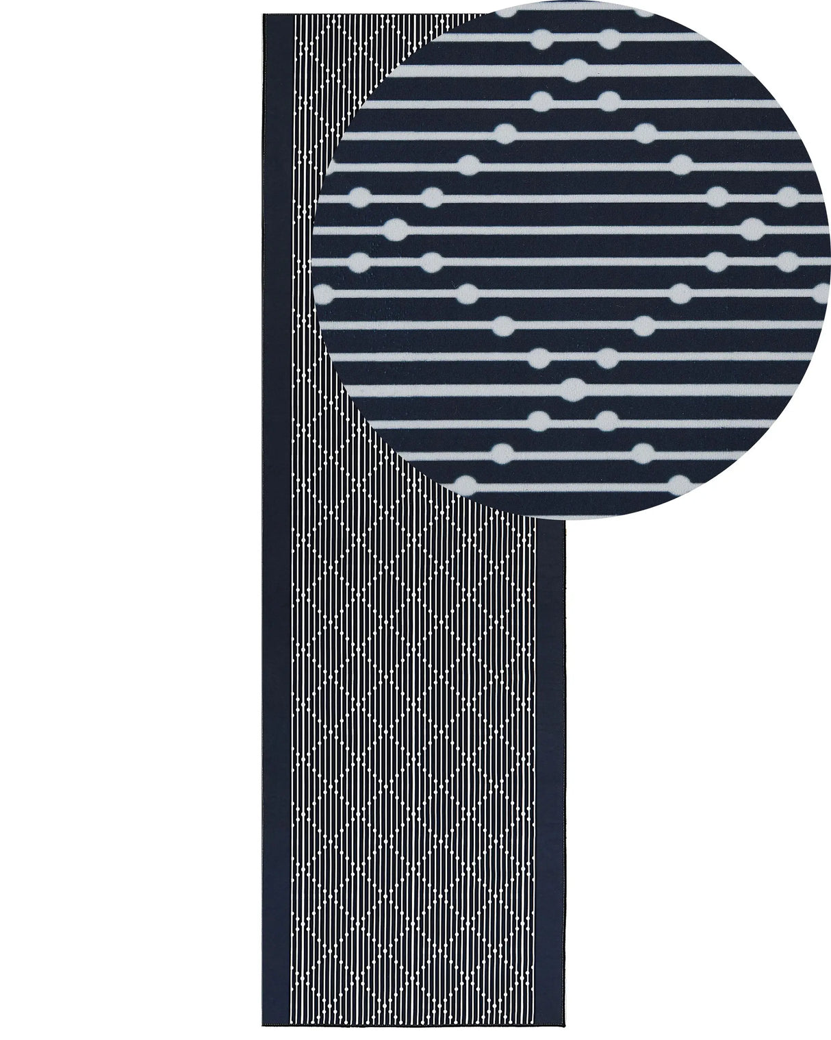 Area Rug Navy Blue Polyester 60 x 200 cm Runner Geometric Pattern Living Room Bedroom Hallway Traditional Beliani