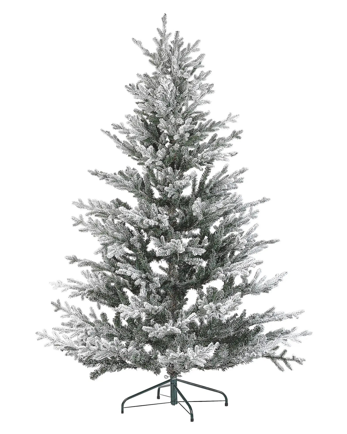 Artificial Christmas Tree White Synthetic 180 cm Snow Frosted Flocked Hinged Branches Holiday Beliani