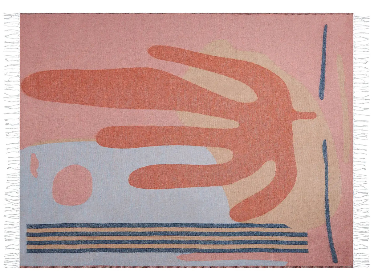 Blanket Multicolour Polyester and Acrylic Blend 130 x 170 cm Decorative Throw Abstract Reverse Pattern Beliani
