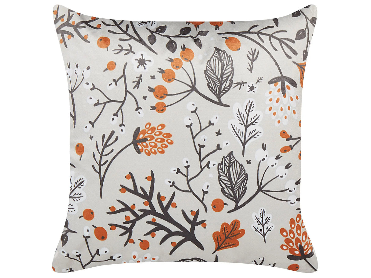 Scatter Cushion Multicolour Polyester Velvet 45 x 45 cm Autumn Motif Removable Cover with Filling Boho Style Beliani
