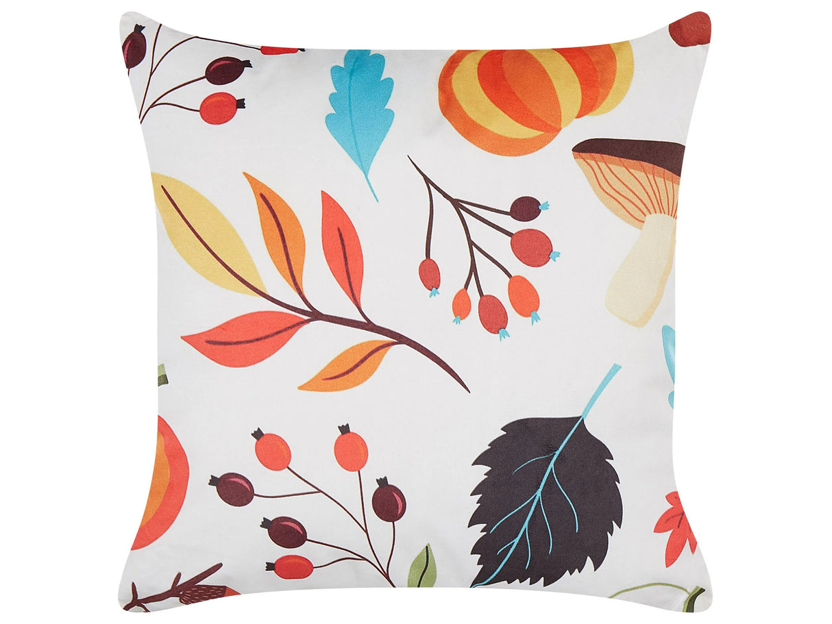 Scatter Cushion Multicolour Polyester Velvet 45 x 45 cm Autumn Motif Removable Cover with Filling Traditional Style Beliani