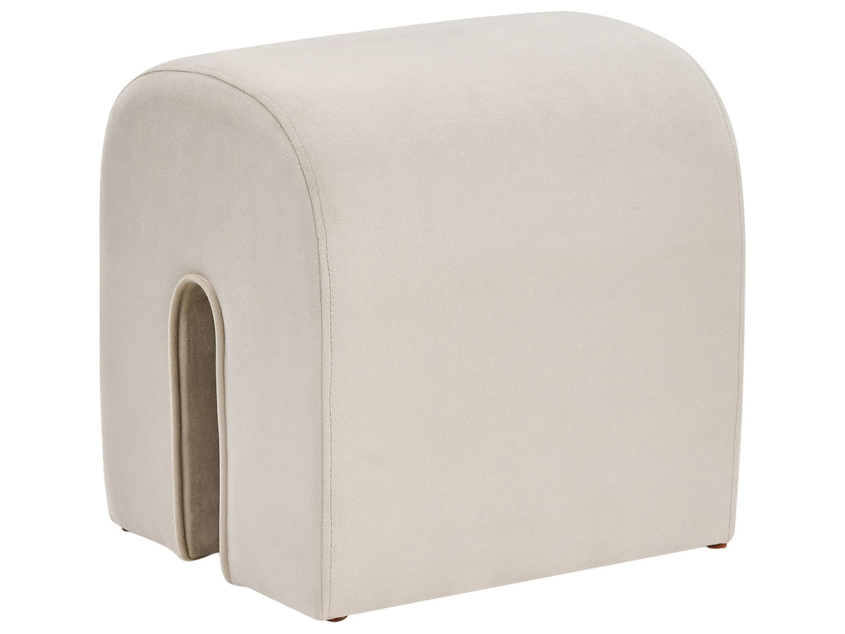 Pouffe Beige Velvet Upholstery U-Shaped Ottoman Modern Design Living Room Accessories Beliani