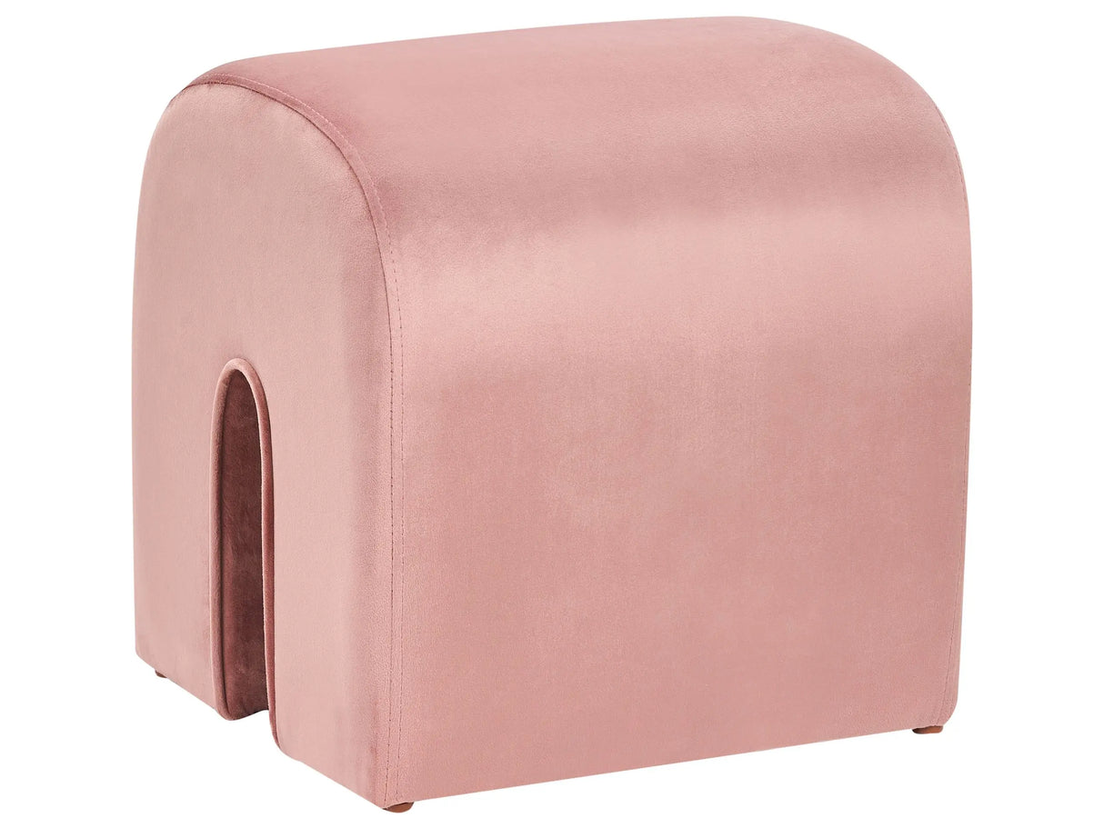Pouffe Pink Velvet Upholstery U-Shaped Ottoman Modern Design Living Room Accessories Beliani