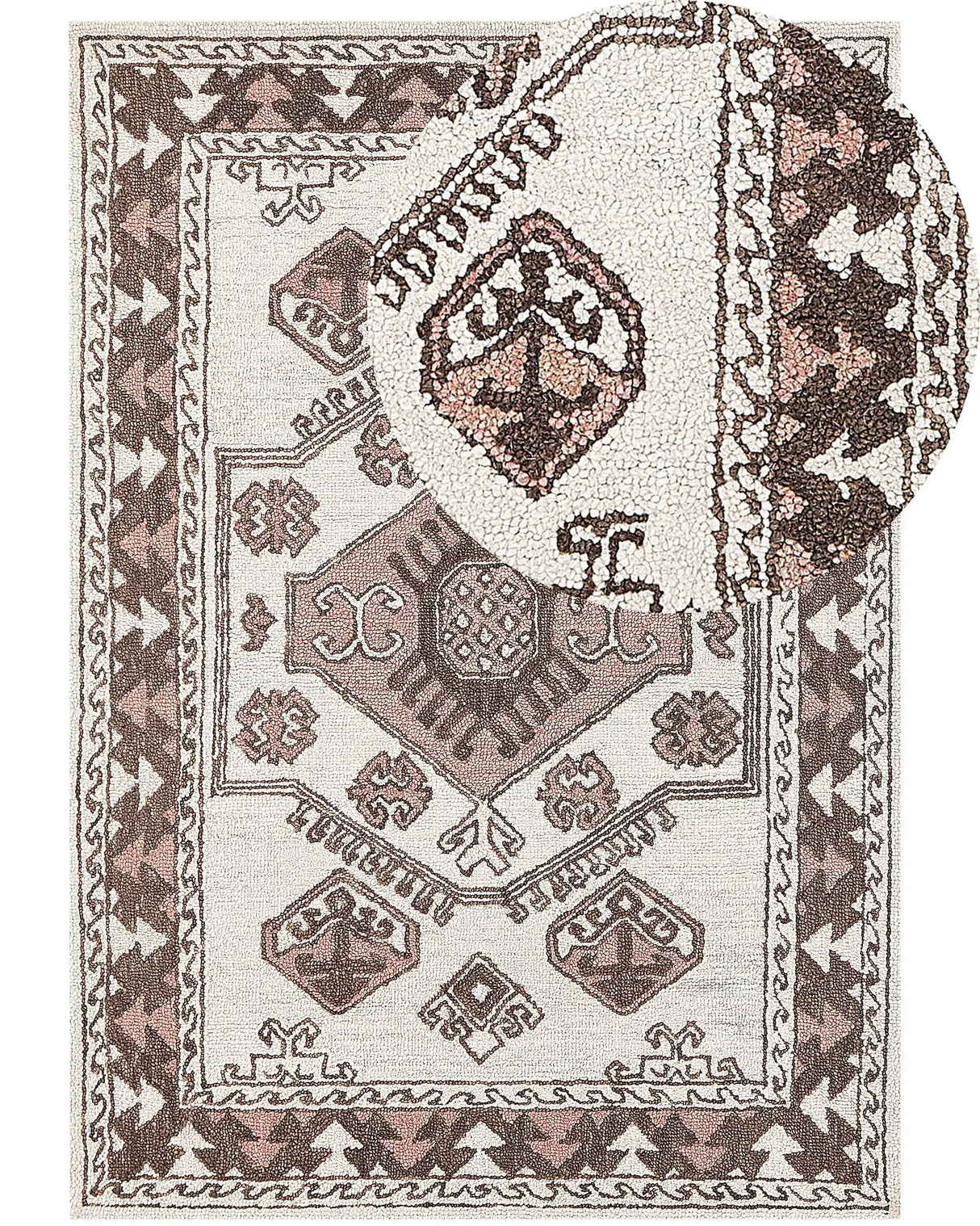 Area Rug Multicolour Wool 160 x 230 cm Hand Tufted Geometric Oriental Pattern Boho Living Room Bedroom Beliani