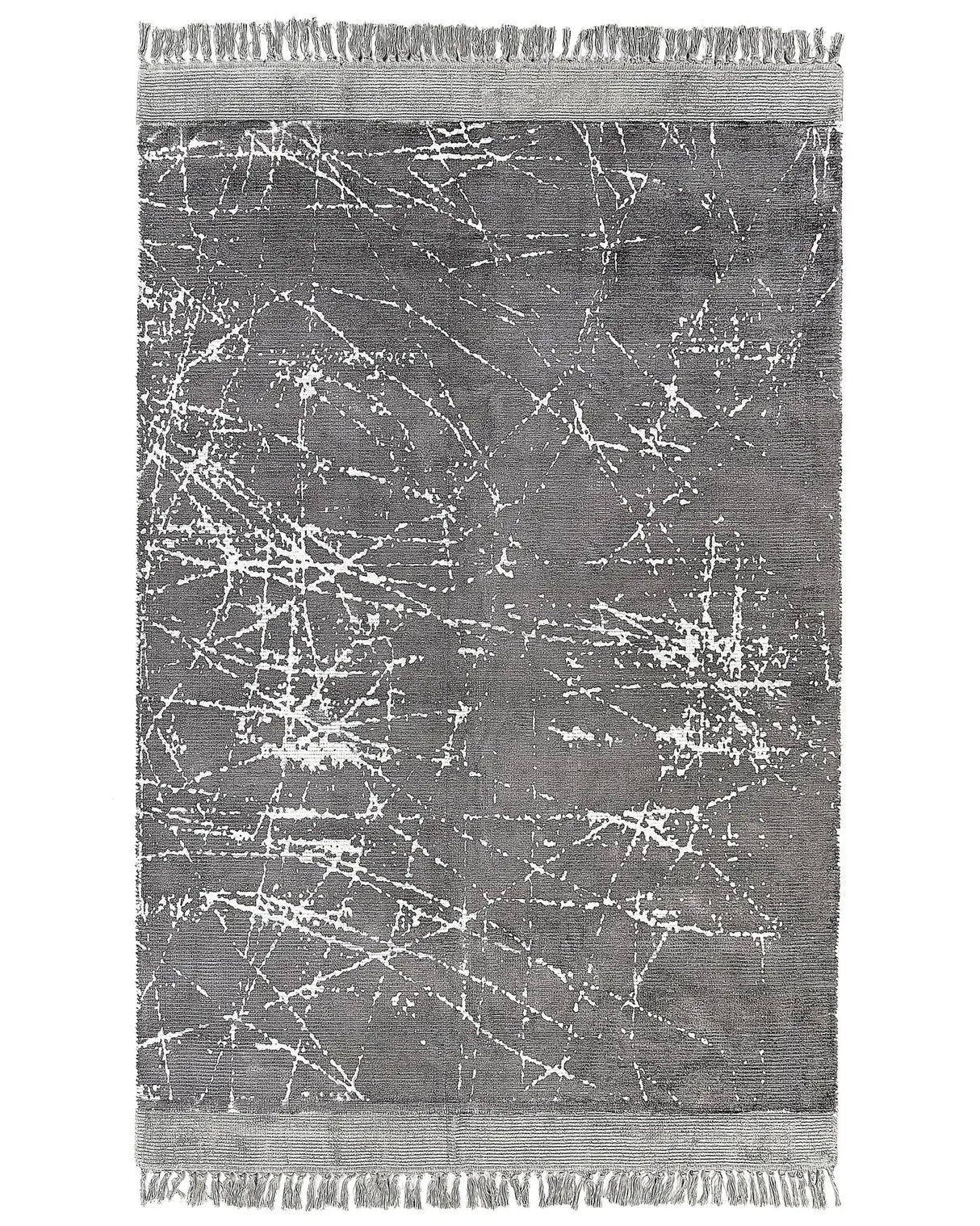 Area Rug Grey Viscose with Cotton Backing with Fringes 160 x 230 cm Style Modern Glam Beliani