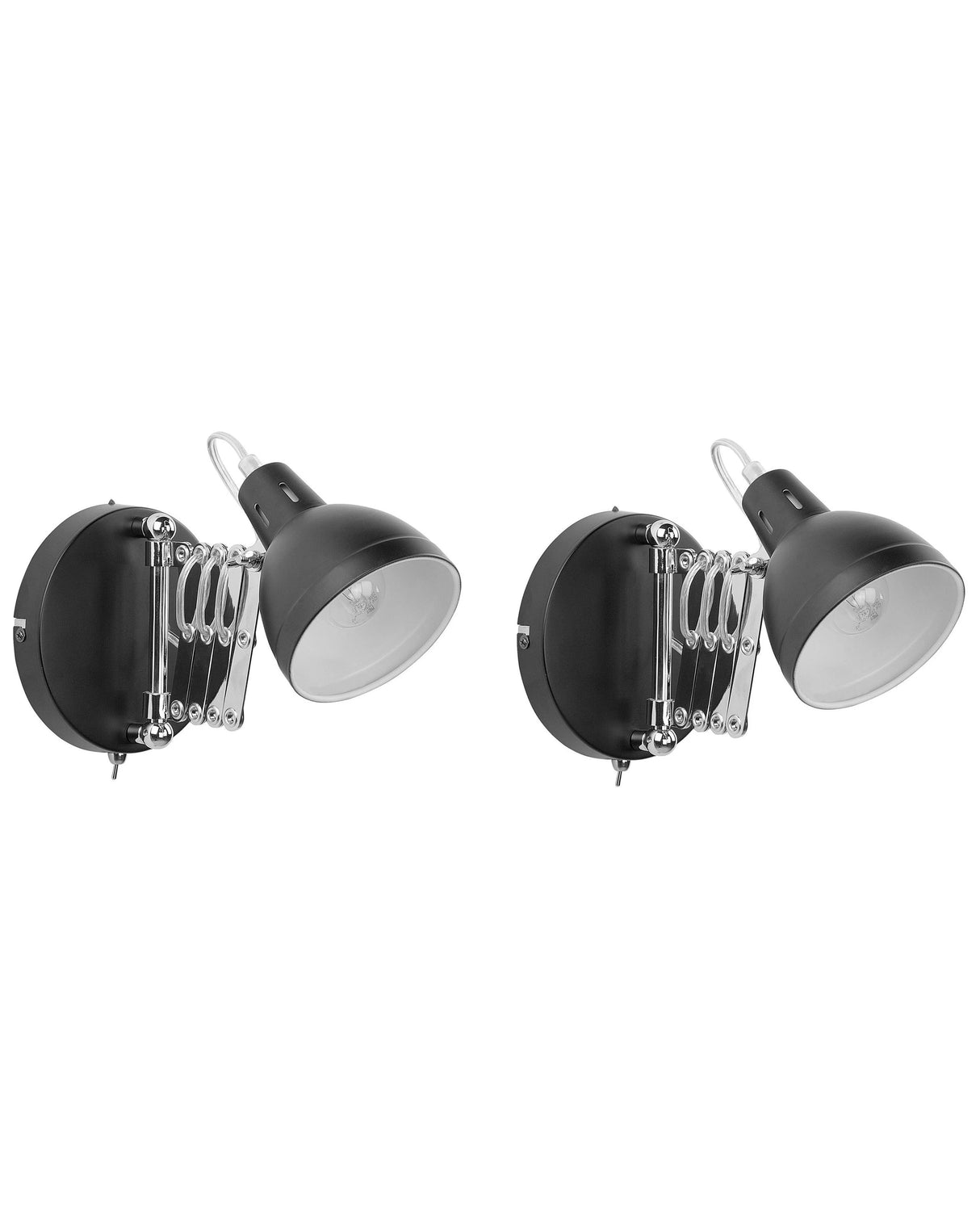 Set of 2 Wall Lamps Black Metal Sconce Adjustable Swing Arm Industrial Beliani