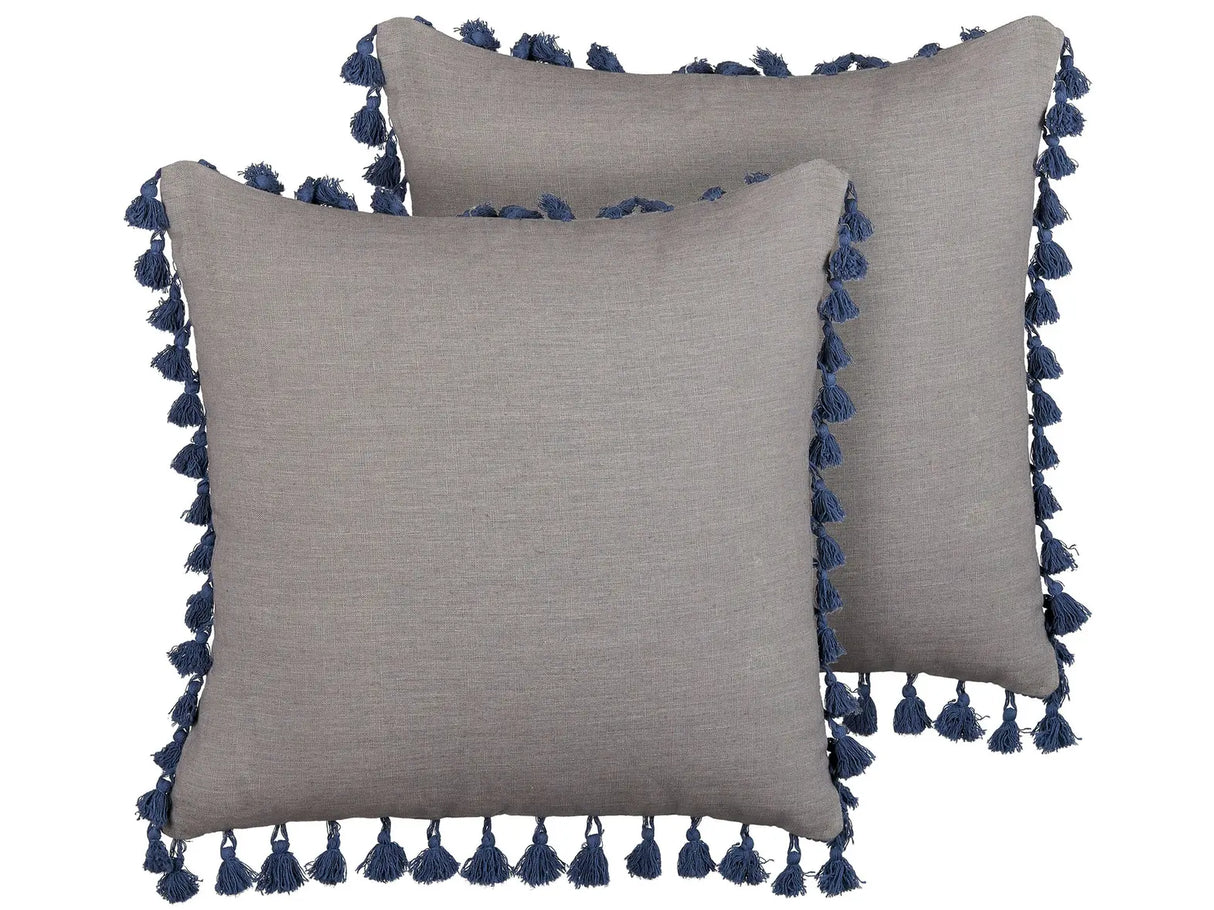 Set of 2 Scatter Cushions Grey 45 x 45 cm Decorative Throw Pillows Removable Covers Zipper Closure Basic Traditional Style Beliani