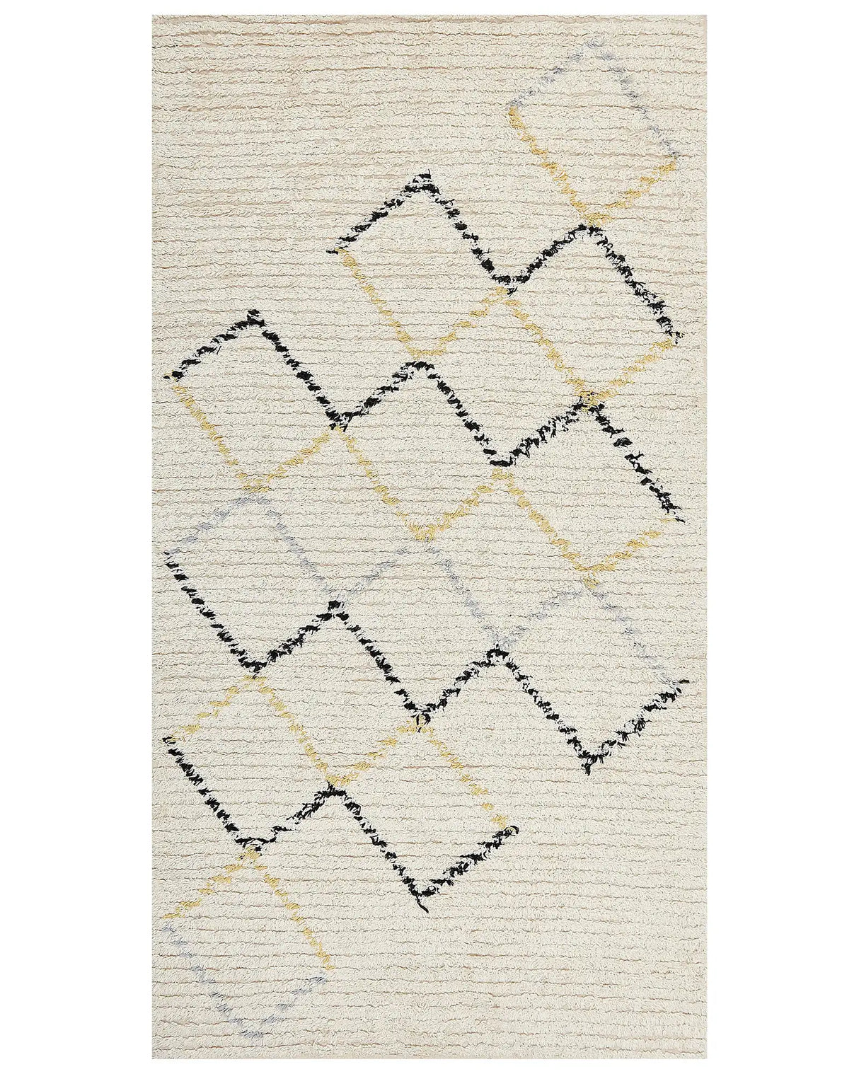 Area Rug Beige Cotton 80 x 150 cm Minimalistic Hand Tufted Design Geometric Pattern Living Room Bedroom Beliani