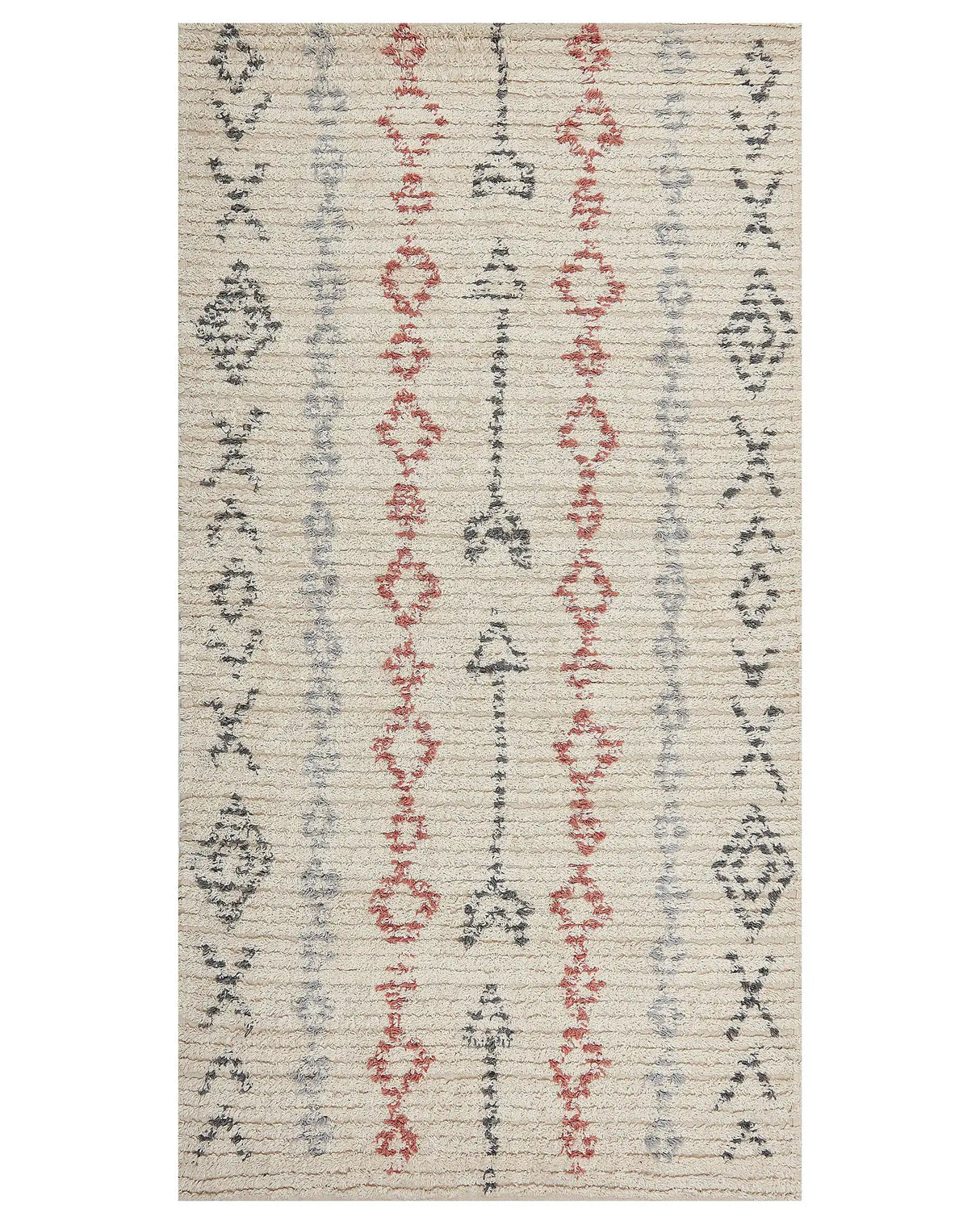Area Rug Beige Cotton 80 x 150 cm Minimalistic Hand Tufted Design Geometric Pattern Living Room Bedroom Beliani