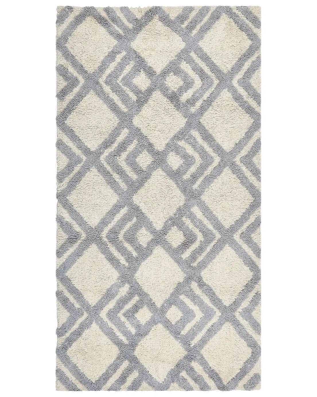 Area Rug Beige and Rug Cotton 80 x 150 cm Rectangular Hand Tufted Living Room Bedroom Decor Beliani