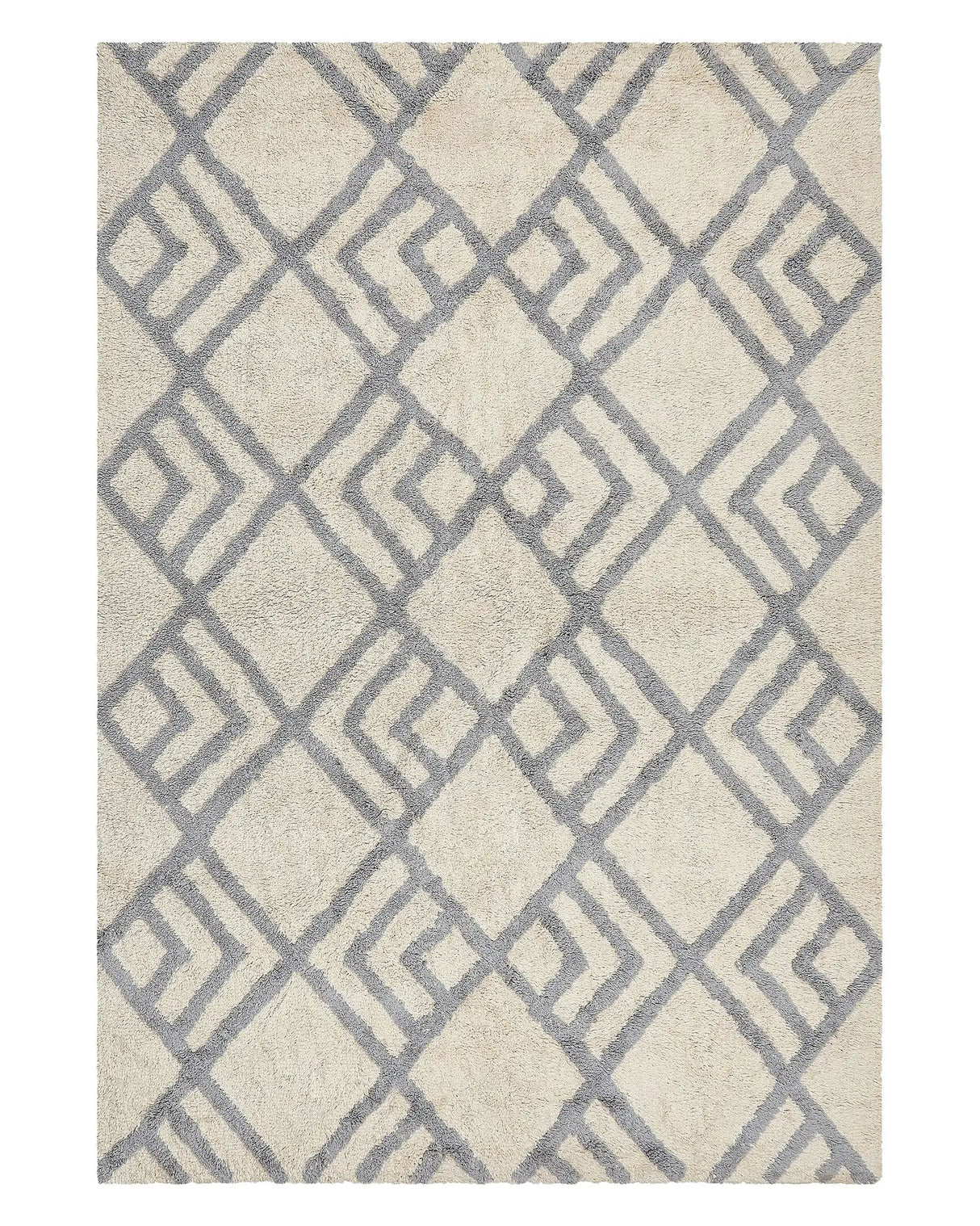 Area Rug Beige and Rug Cotton 140 x 200 cm Rectangular Hand Tufted Living Room Bedroom Decor Beliani