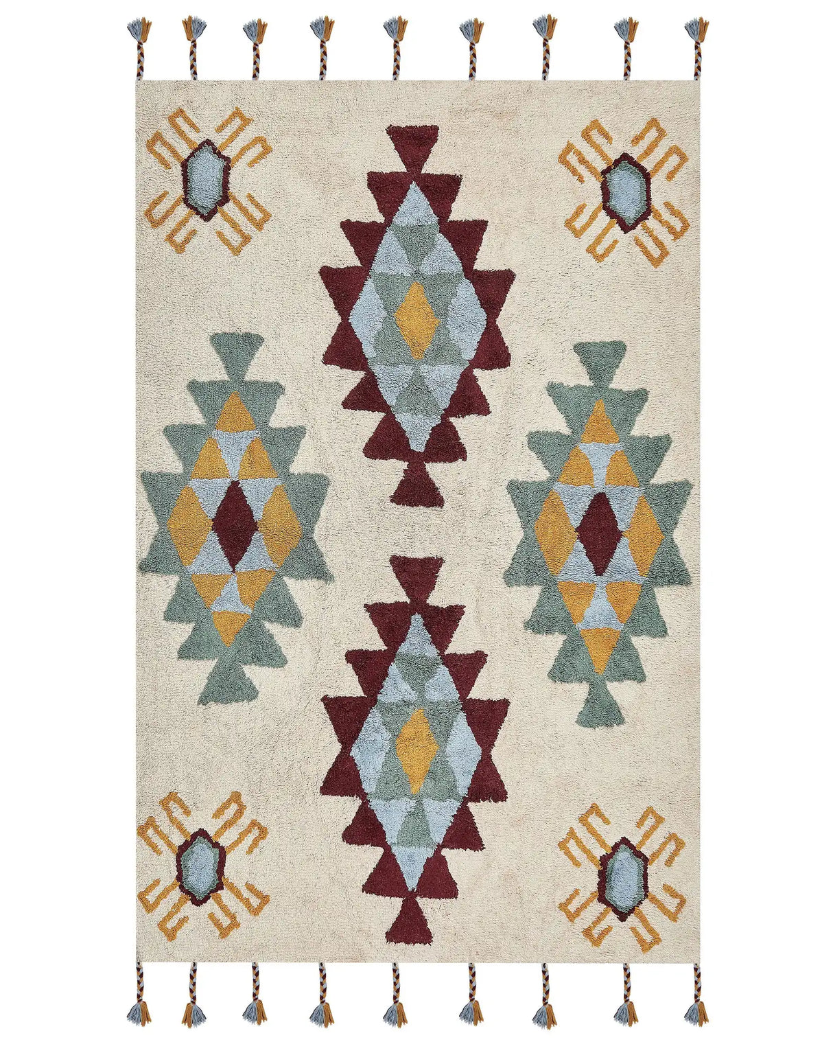 Area Rug Multicolour Cotton 160 x 230 cm Rectangular Hand Tufted Tribal Motif Living Room Bedroom Beliani