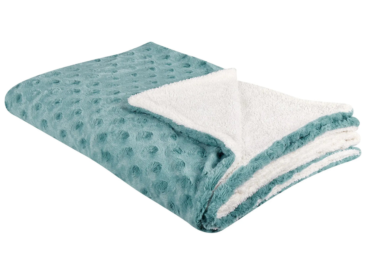 Bedspread Light Green Soft Fabric 150 x 200 cm Sherpa Fleece Lining Beliani