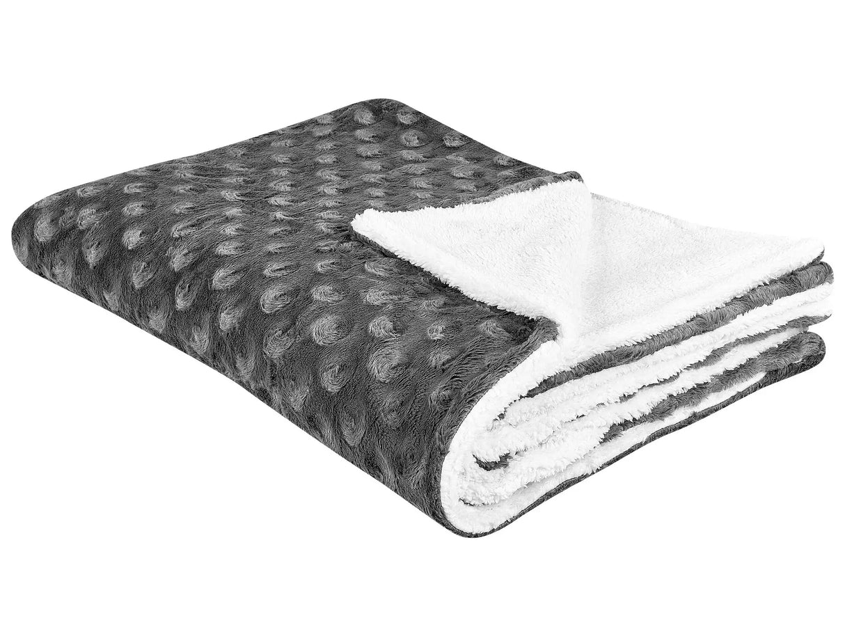 Bedspread Grey Soft Fabric 150 x 200 cm Sherpa Fleece Lining Beliani