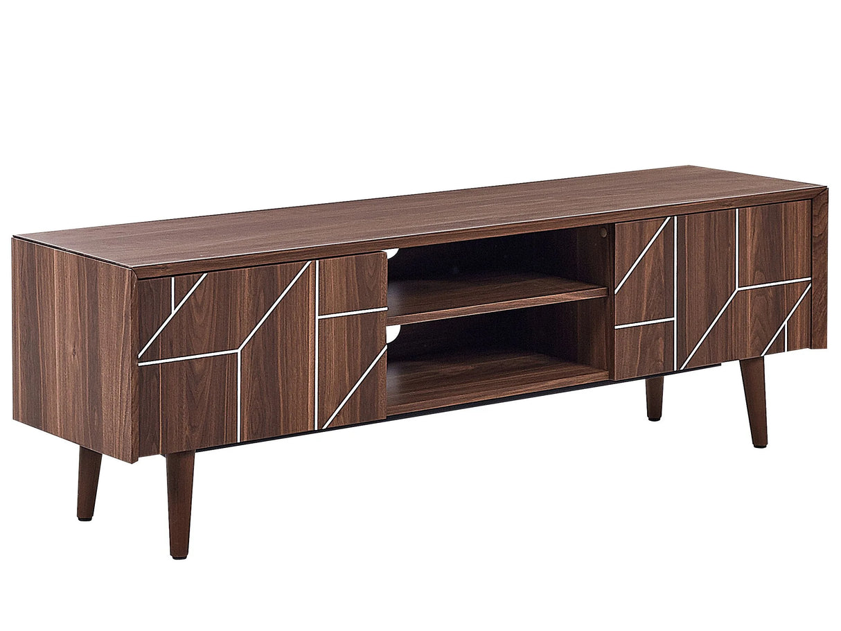 TV Stand Dark Wood for up to 70 TV Media Unit with 2 Cabinets Shelves Beliani