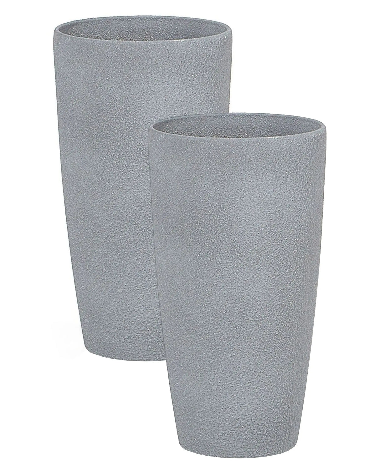 Set of 2 Plant Pots Grey Stone Tall Flower Planters 42 x 23 cm Modern Minimalistic Outdoor Indoor Decor Accessories Beliani