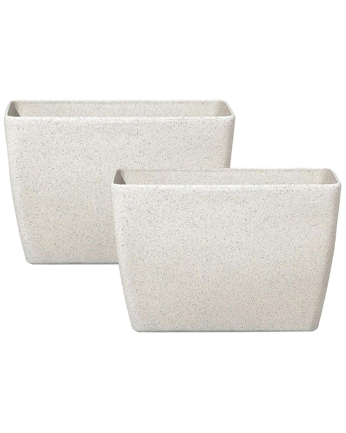 Set of 2 beige stone plant pots 60 x 27 x 41 cm modern and minimal accessories for outdoor decoration garden Beliani